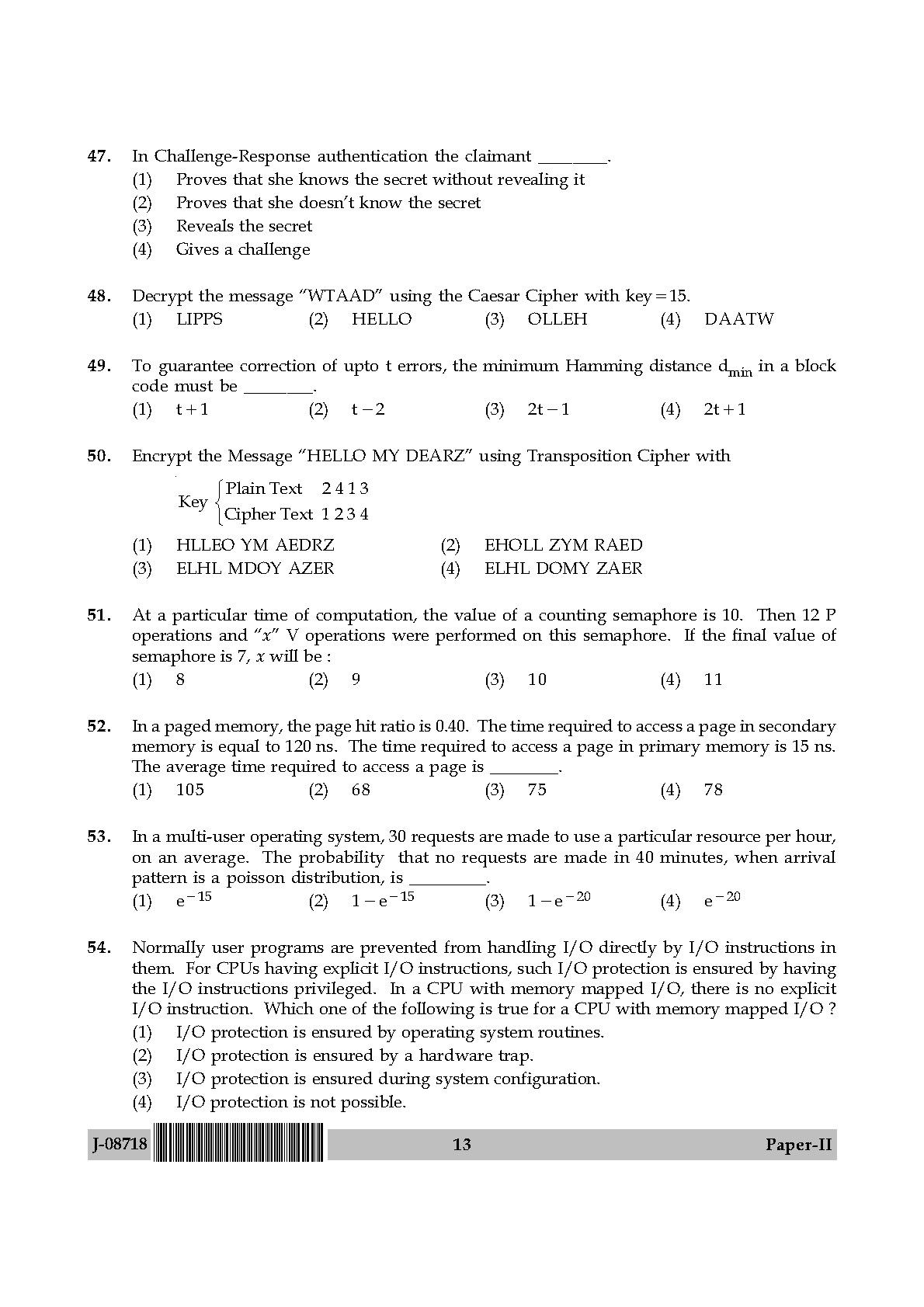 Computer Science and Applications Question Paper II July 2018 13