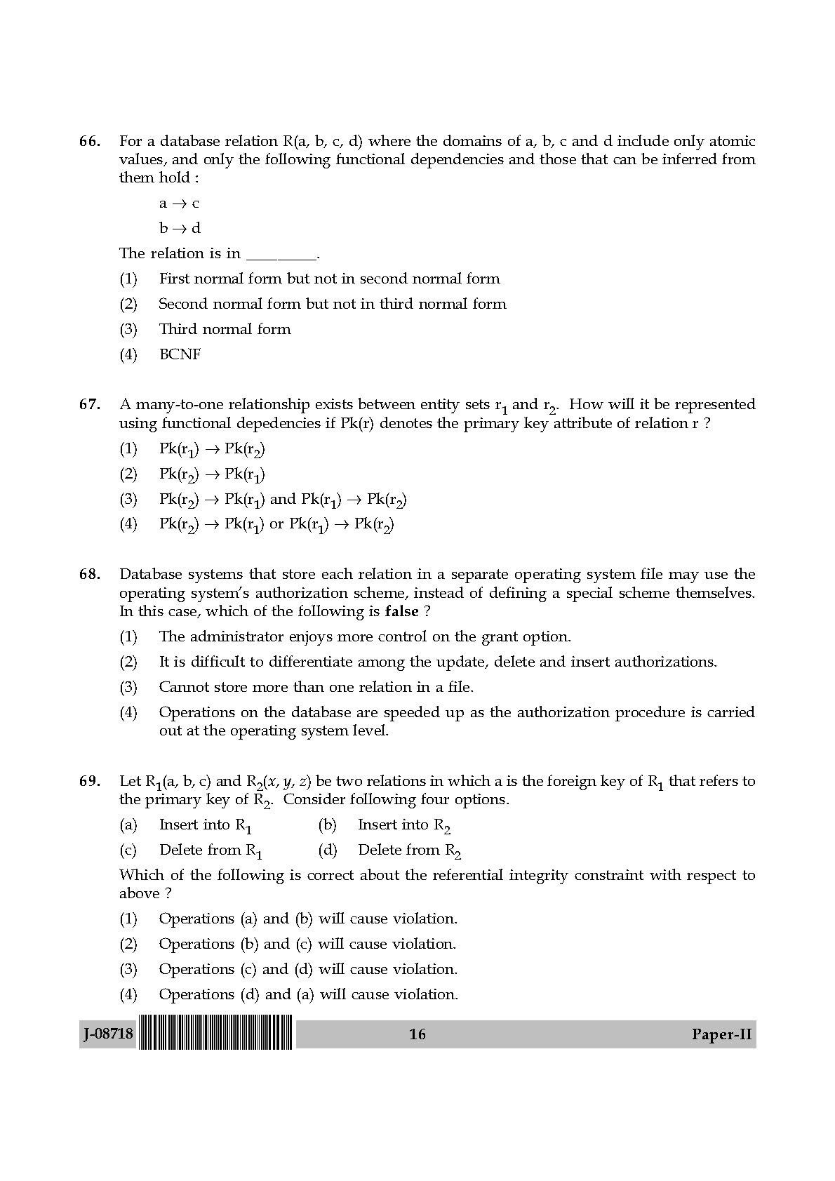 Computer Science and Applications Question Paper II July 2018 16