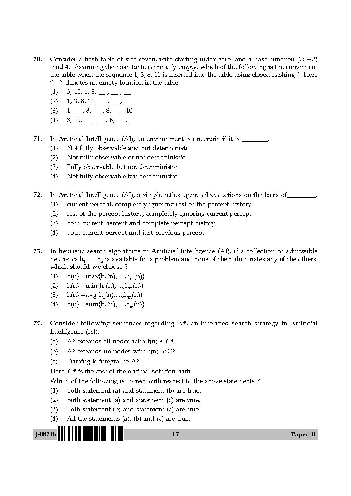 Computer Science and Applications Question Paper II July 2018 17