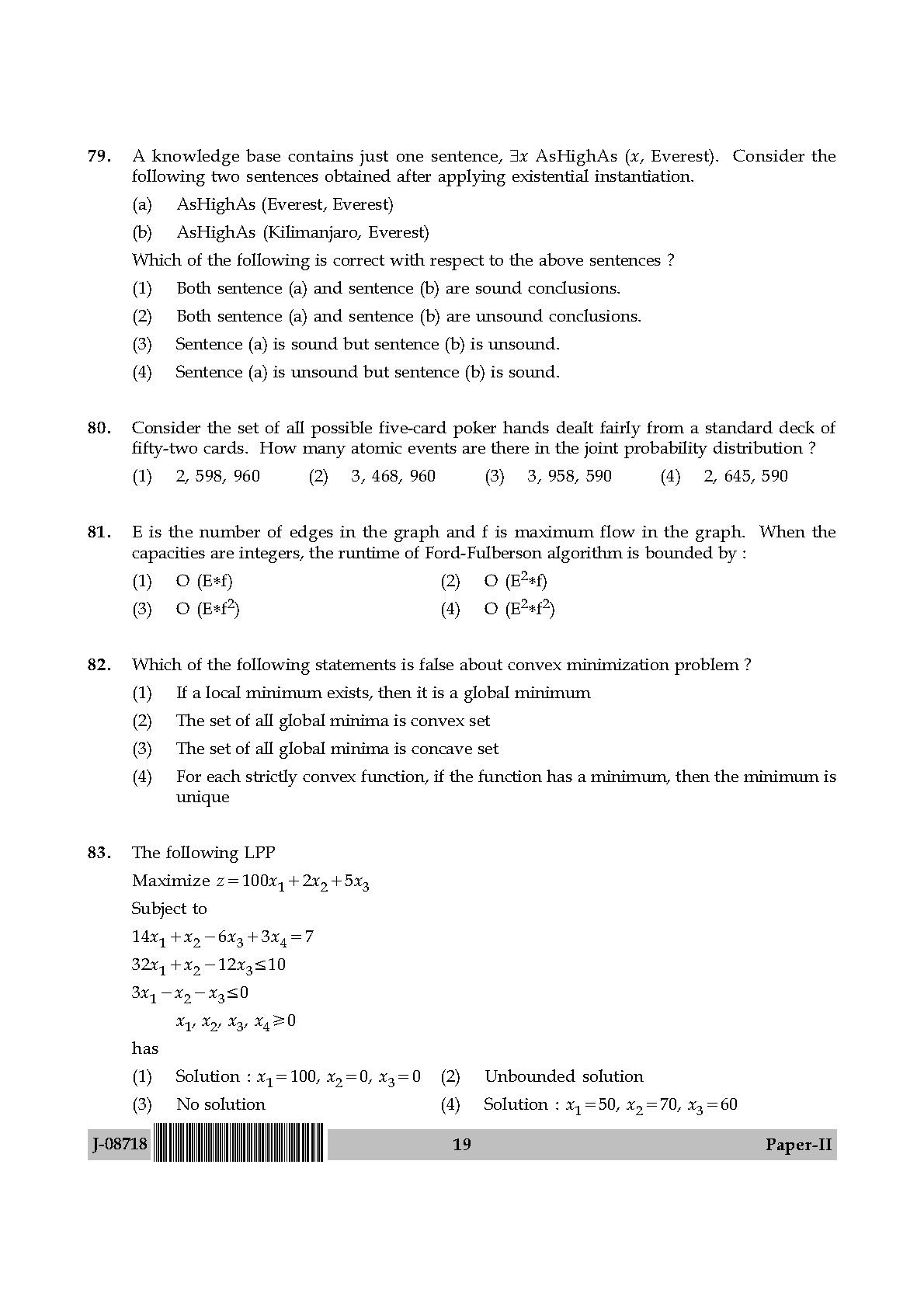 Computer Science and Applications Question Paper II July 2018 19