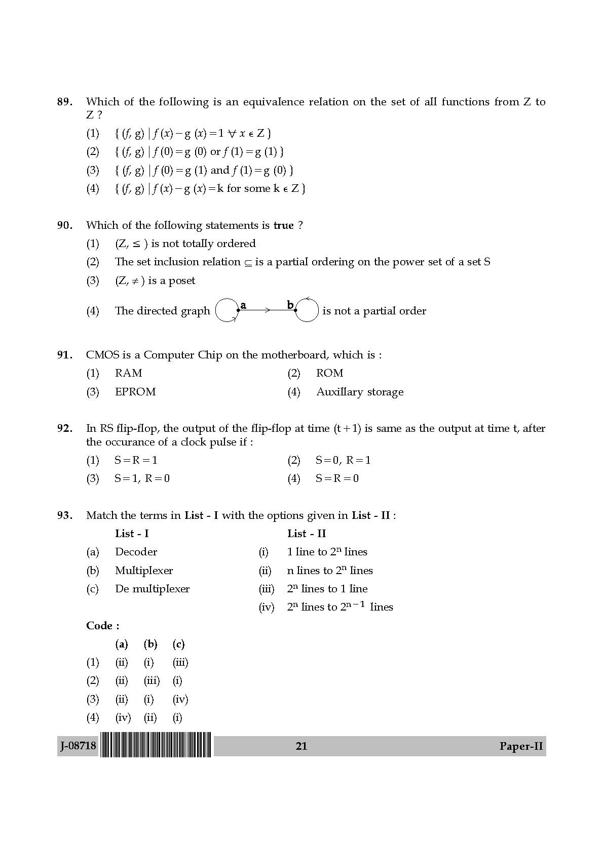 Computer Science and Applications Question Paper II July 2018 21