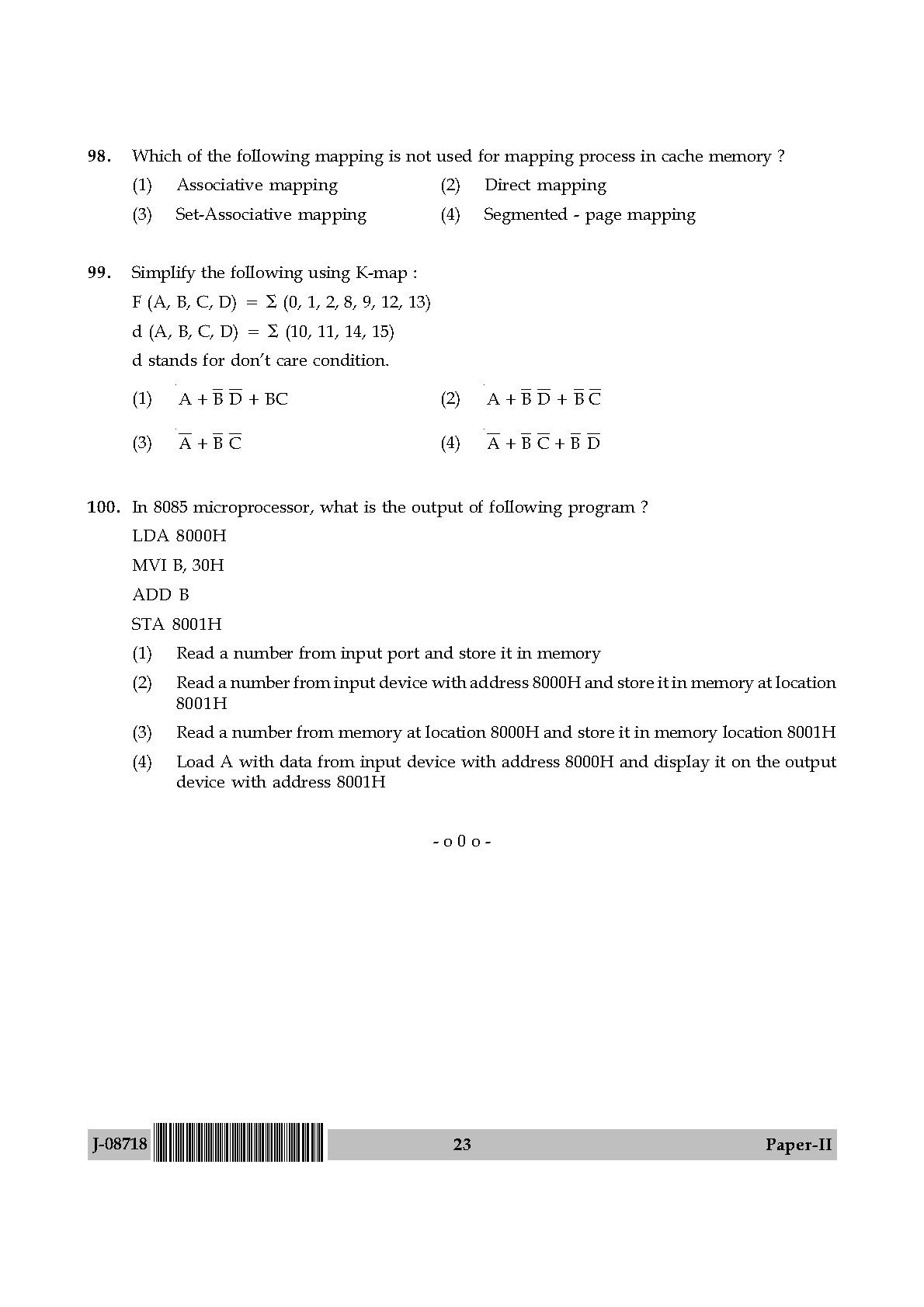 Computer Science and Applications Question Paper II July 2018 23