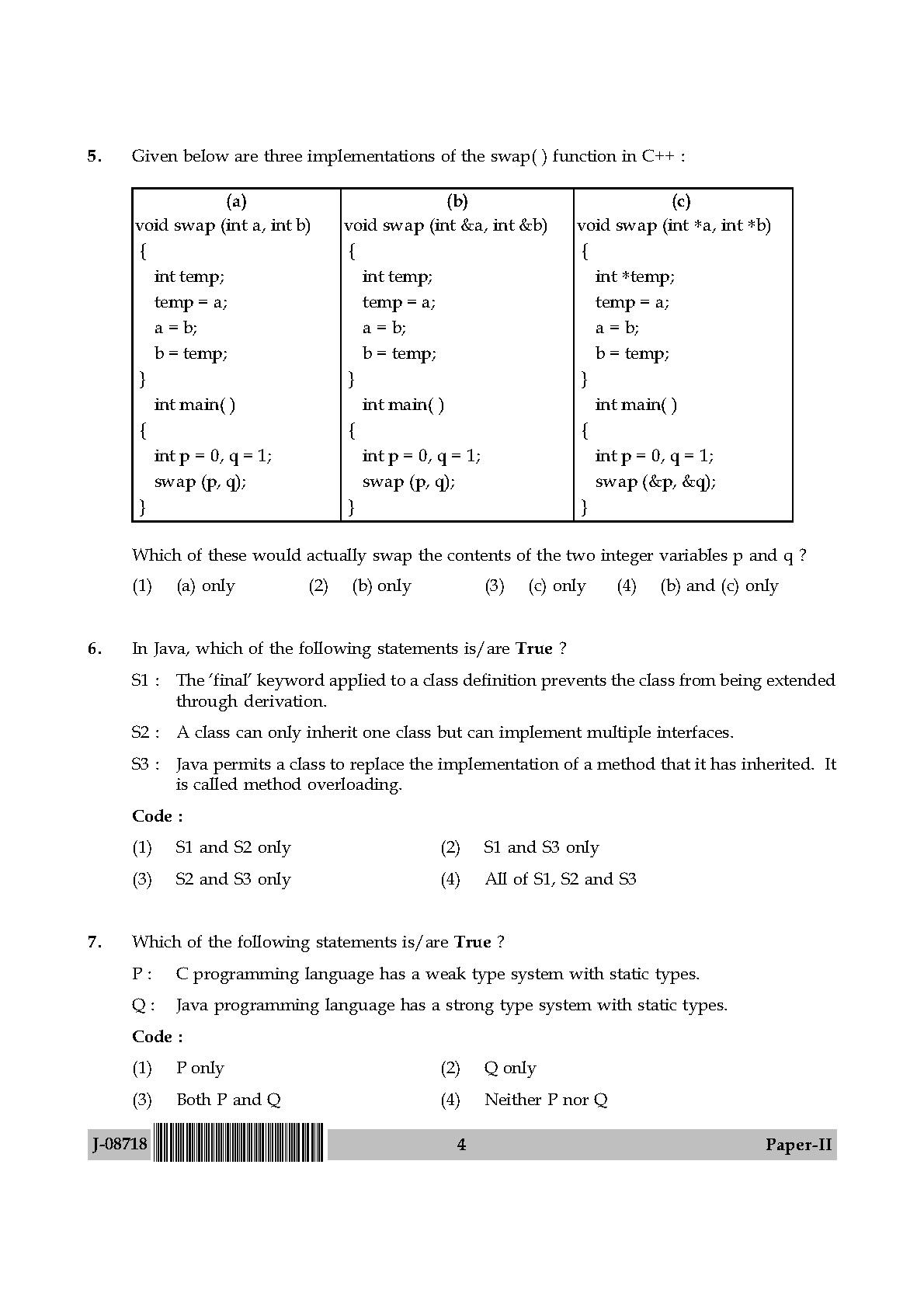 Computer Science and Applications Question Paper II July 2018 4