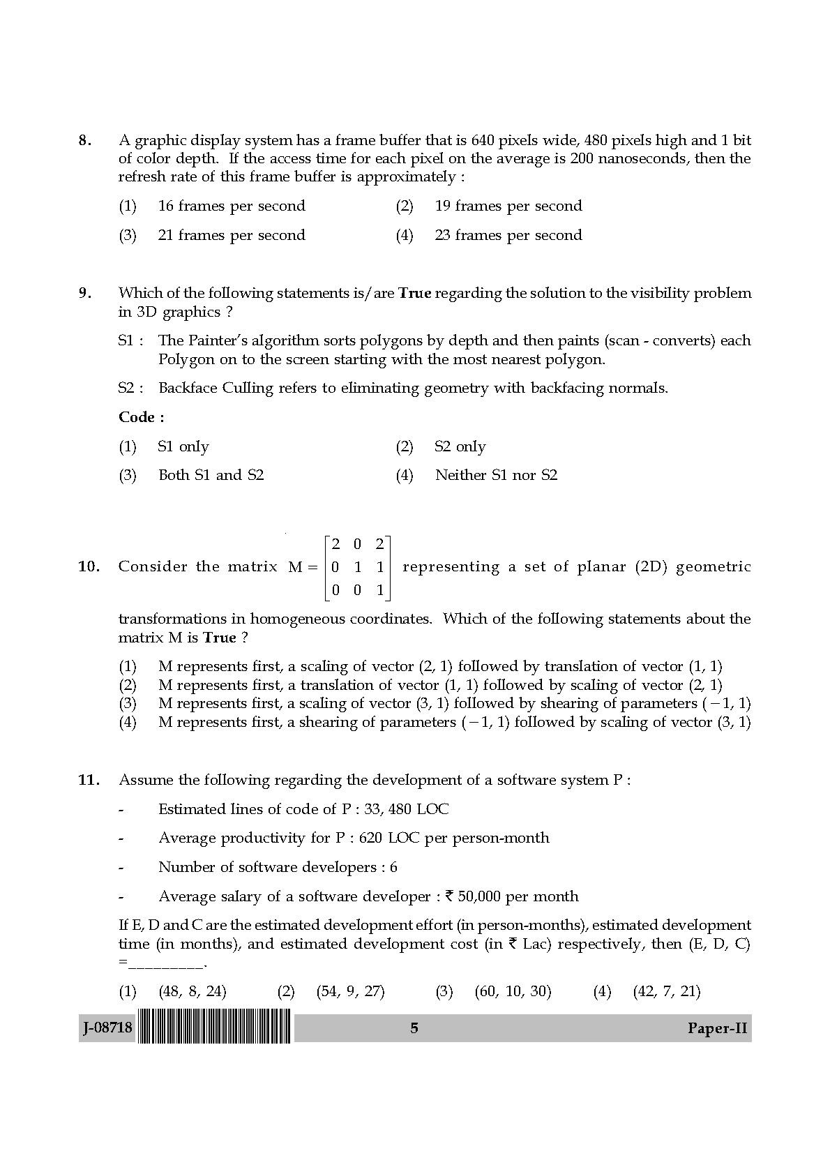 Computer Science and Applications Question Paper II July 2018 5