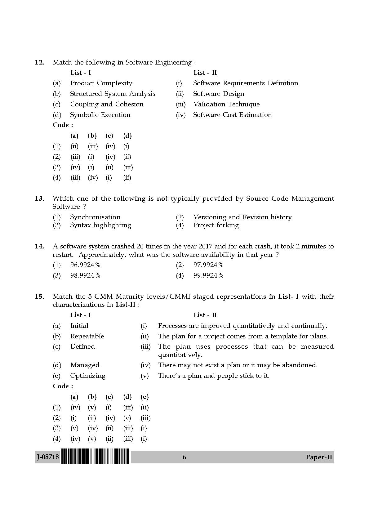 Computer Science and Applications Question Paper II July 2018 6