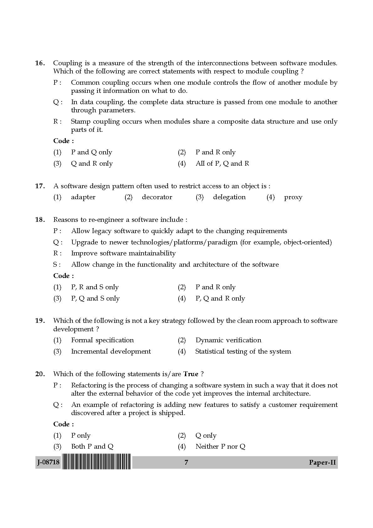 Computer Science and Applications Question Paper II July 2018 7