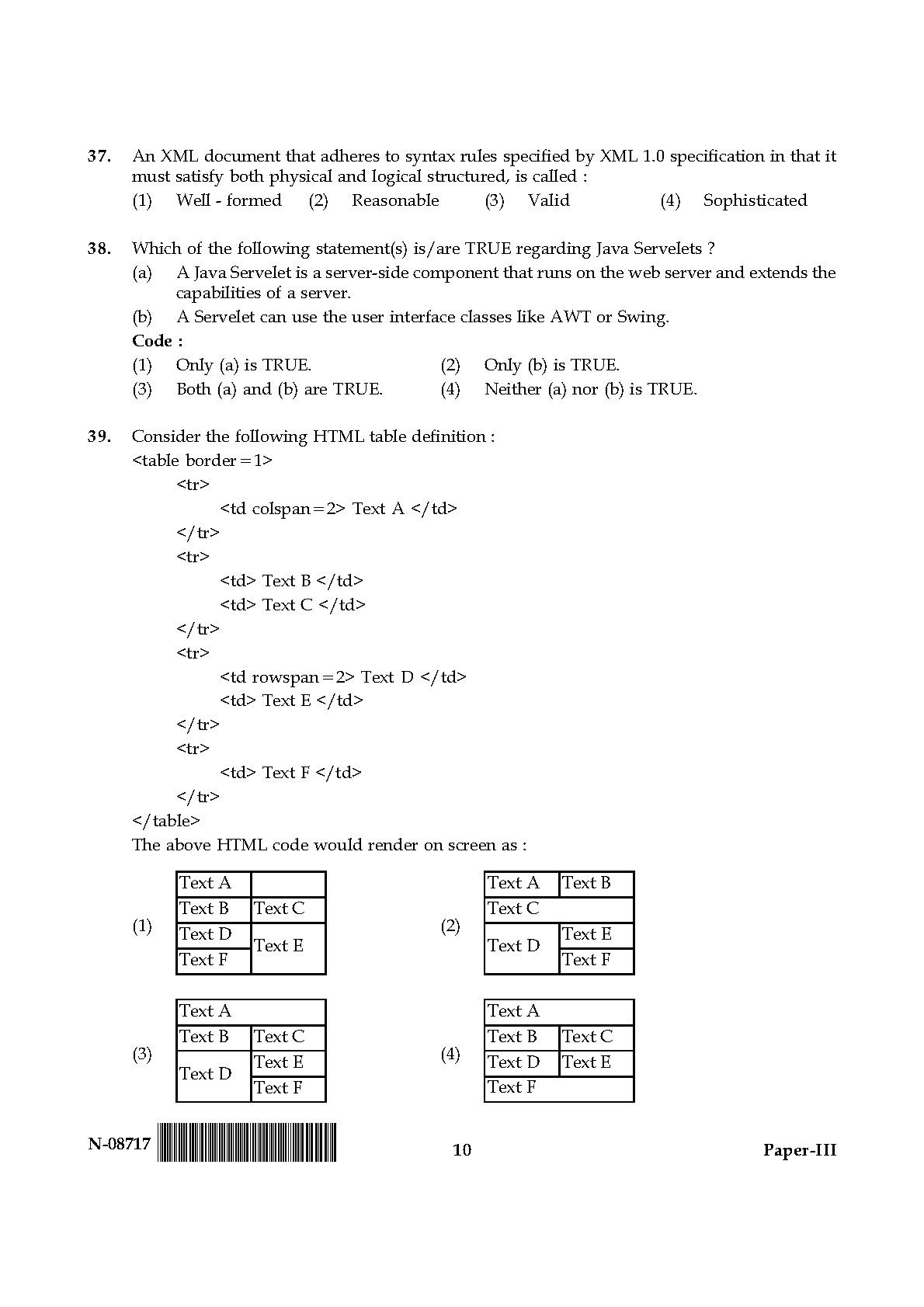 Computer Science and Applications Question Paper III November 2017 10