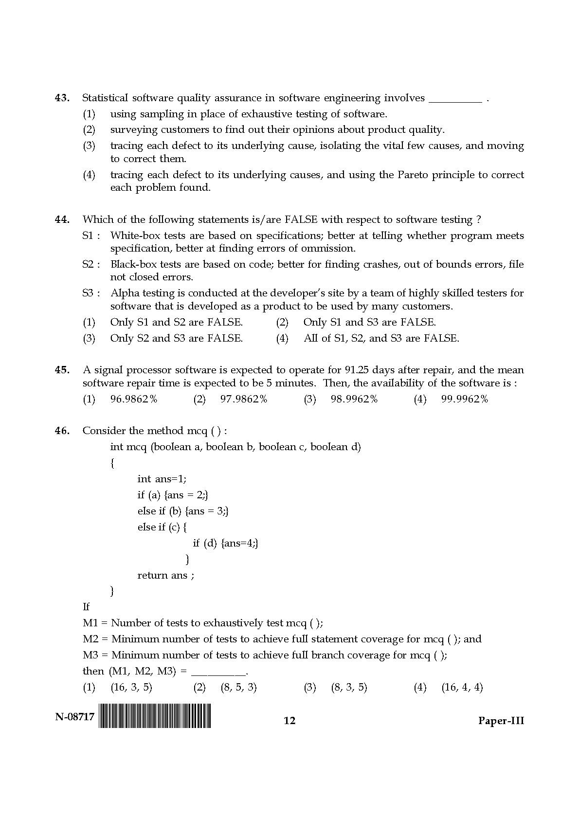 Computer Science and Applications Question Paper III November 2017 12