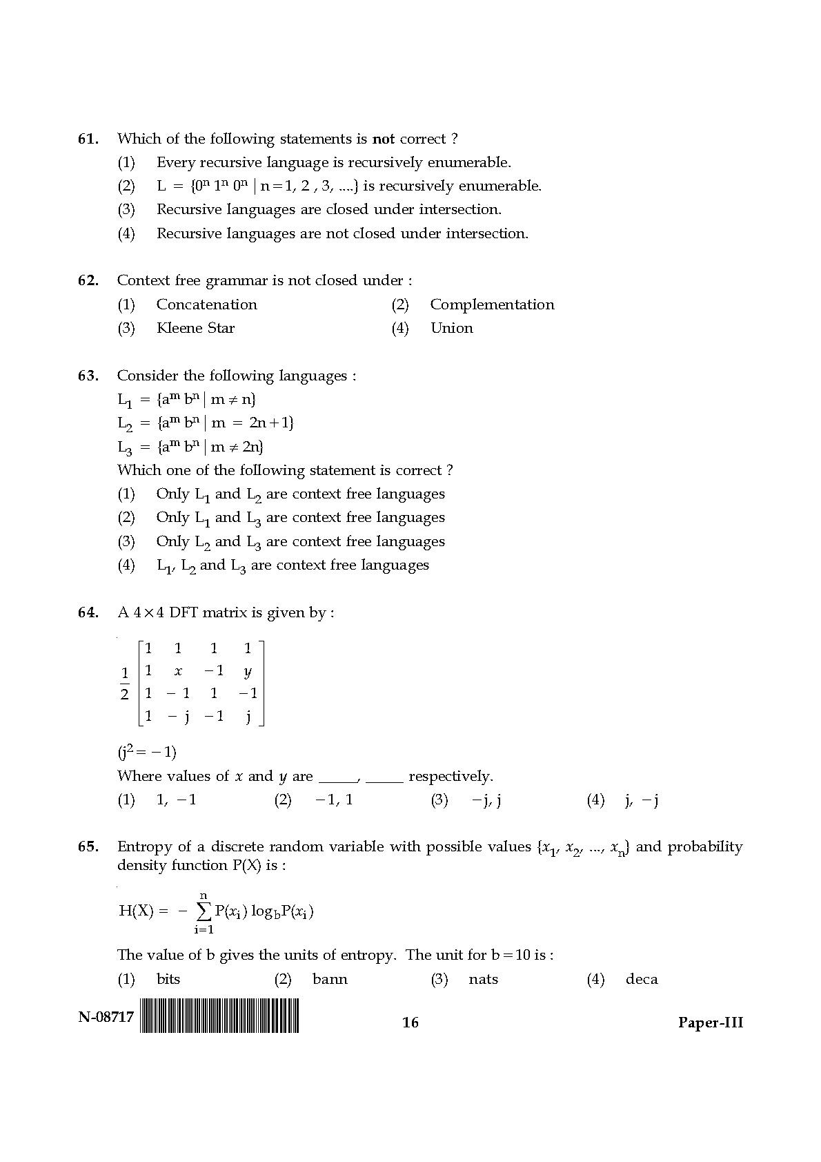 Computer Science and Applications Question Paper III November 2017 16