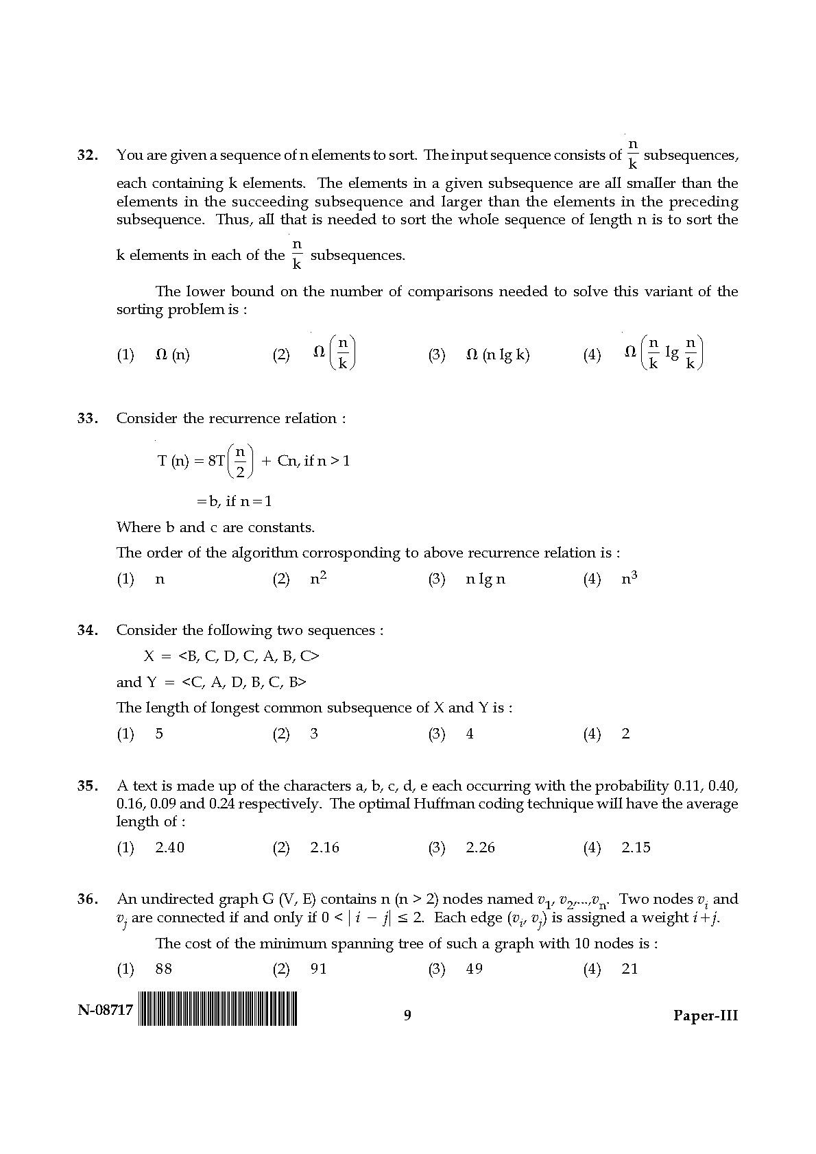 Computer Science and Applications Question Paper III November 2017 9