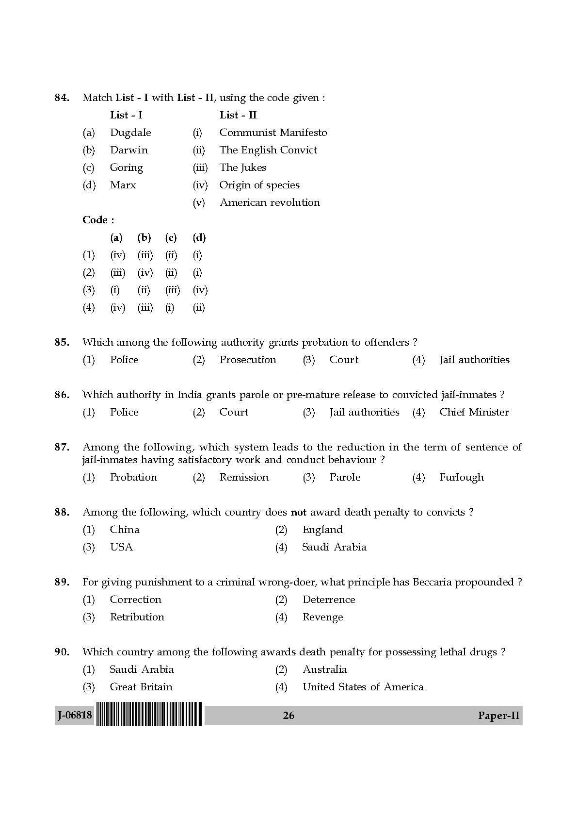 Criminology Question Paper II July 2018 in English 14