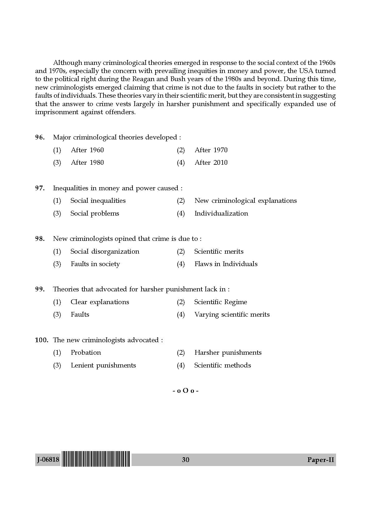 Criminology Question Paper II July 2018 in English 16