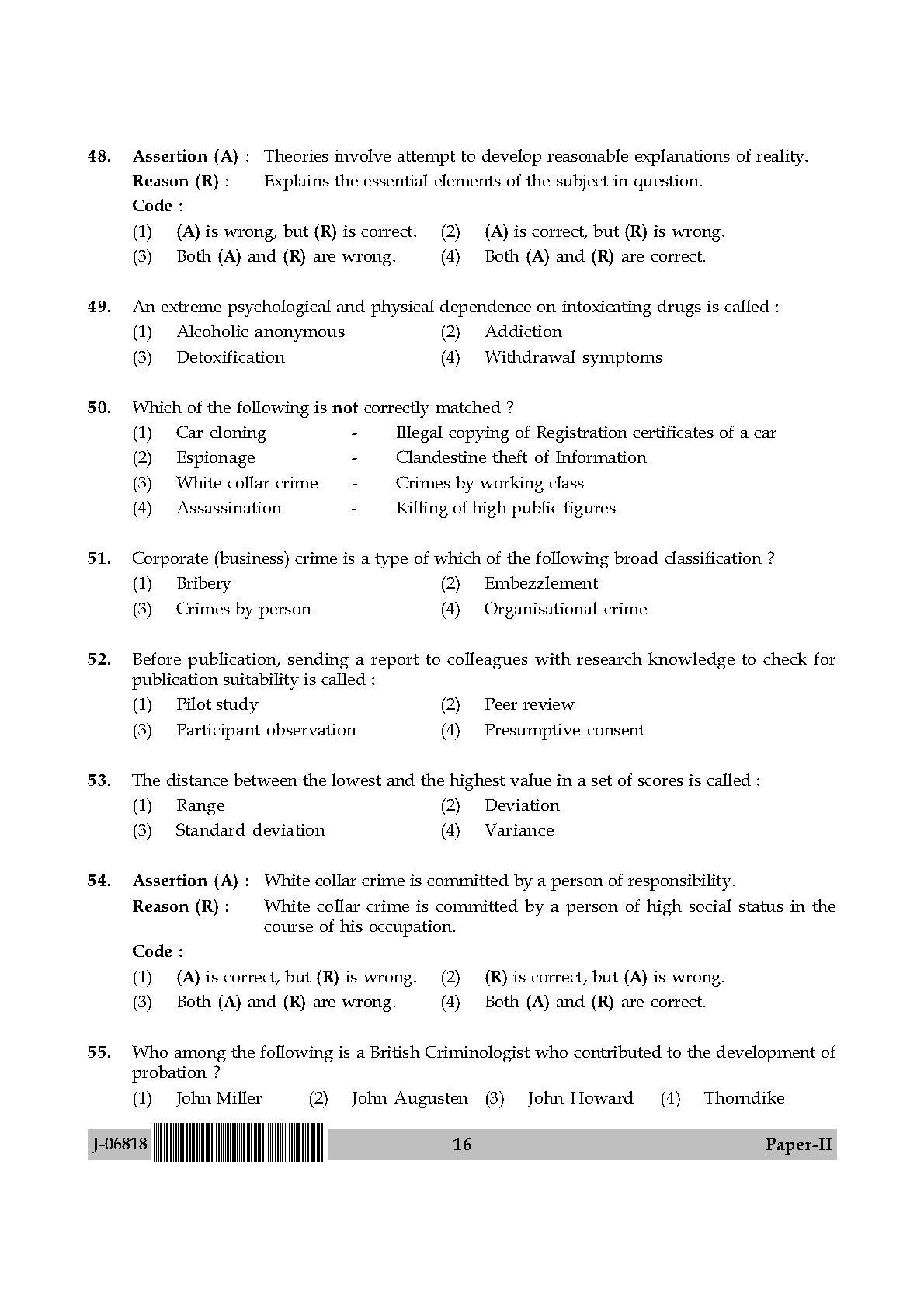 Criminology Question Paper II July 2018 in English 9