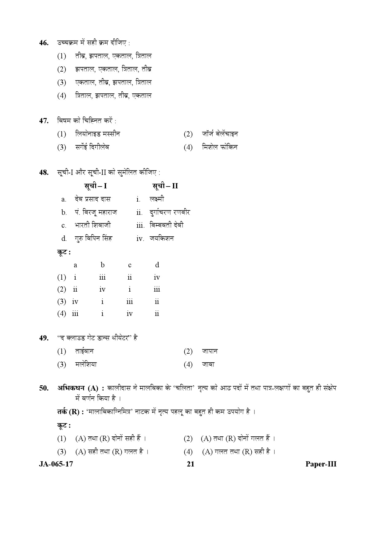 Dance Paper III January 2017 in Hindi 10