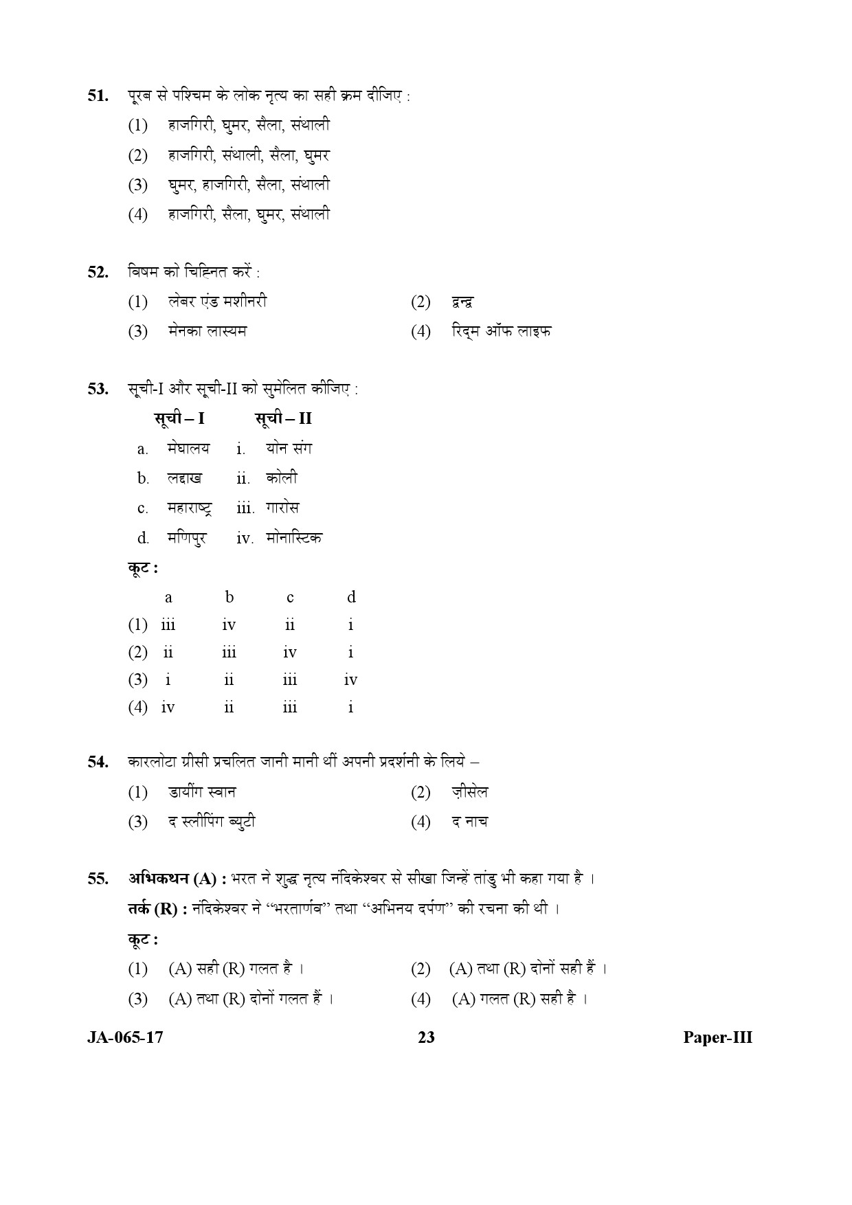 Dance Paper III January 2017 in Hindi 11