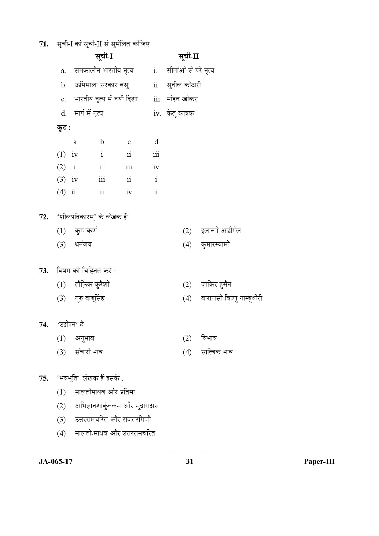 Dance Paper III January 2017 in Hindi 15