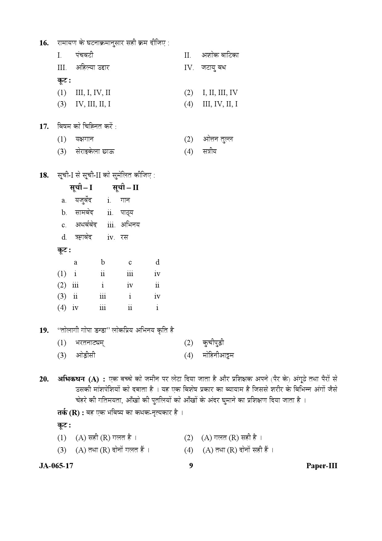 Dance Paper III January 2017 in Hindi 4