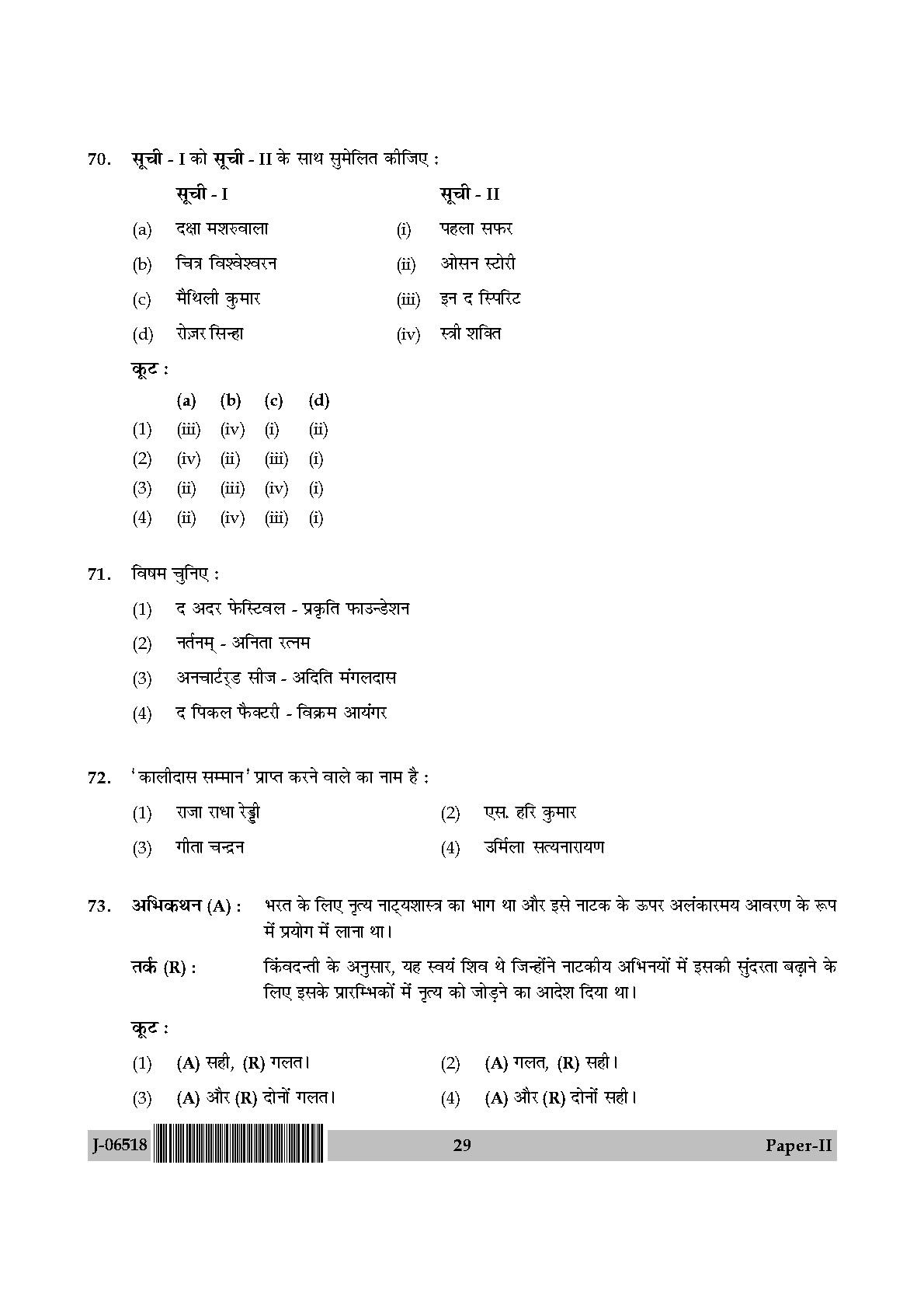 Dance Question Paper II July 2018 in Hindi 14