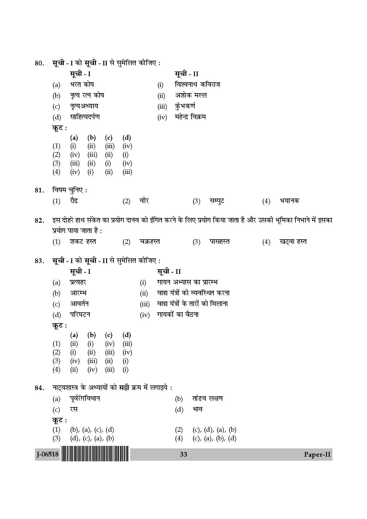 Dance Question Paper II July 2018 in Hindi 16