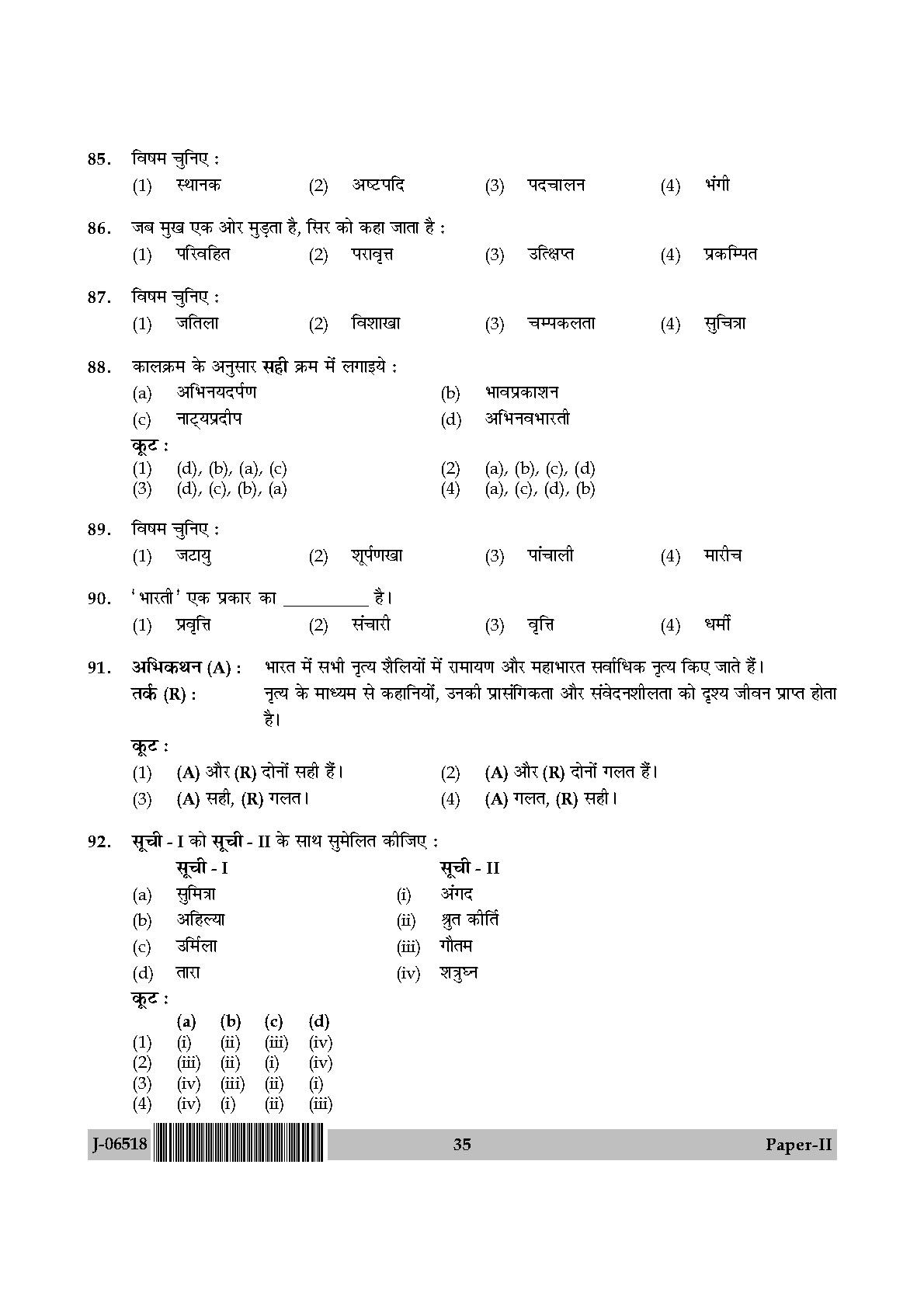 Dance Question Paper II July 2018 in Hindi 17