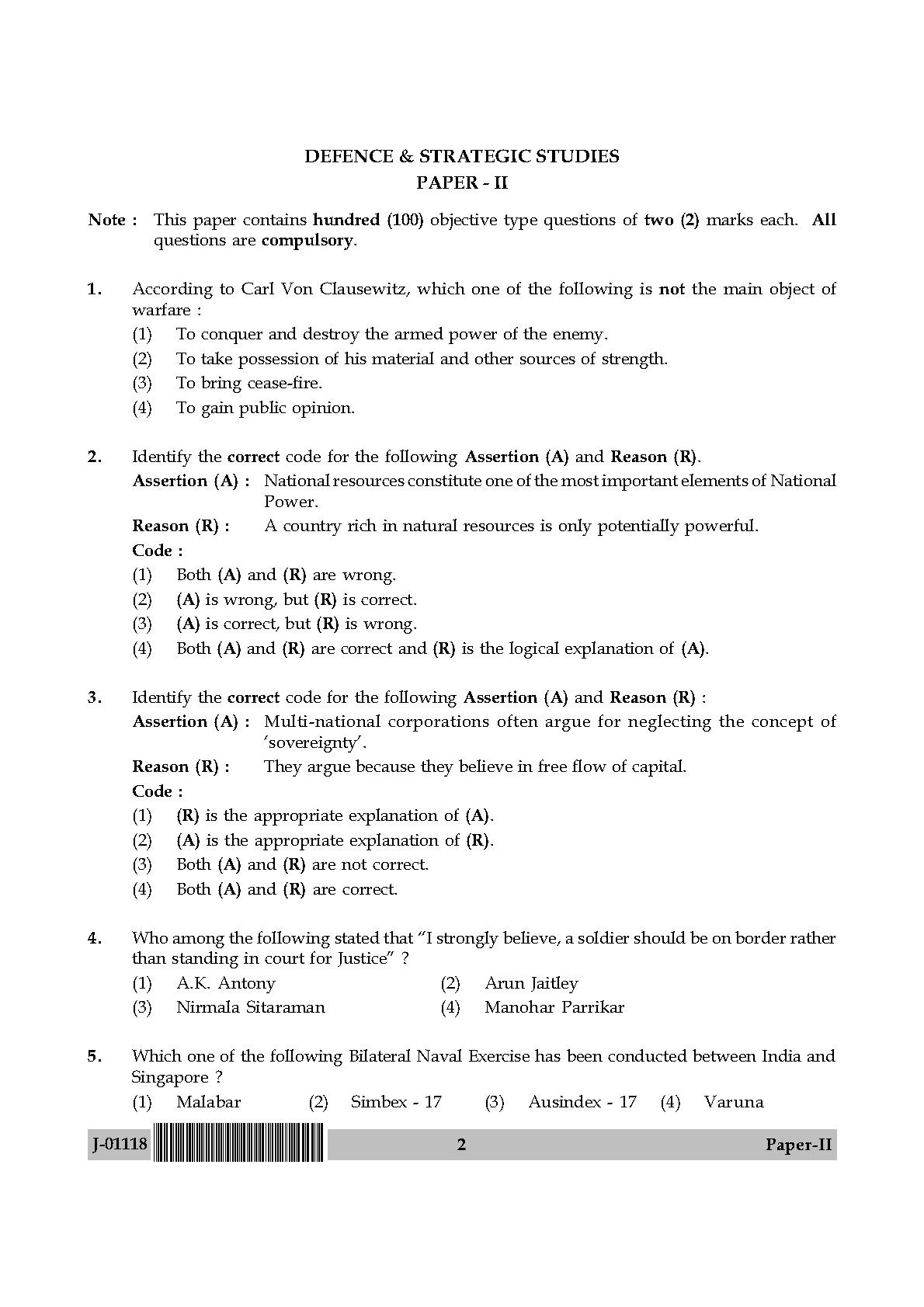 Defence and Strategic Studies Paper II July 2018 in English 2