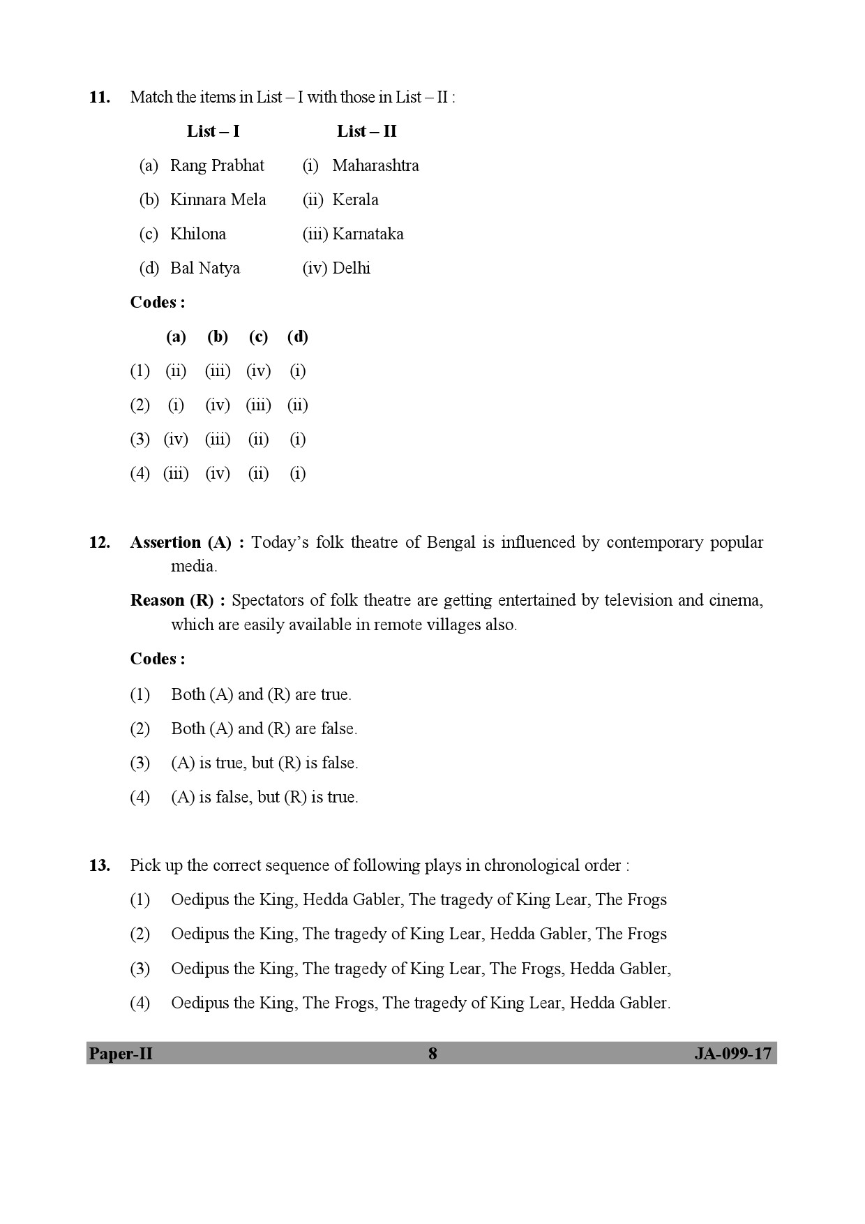 Drama Theatre Paper II January 2017 in English 5