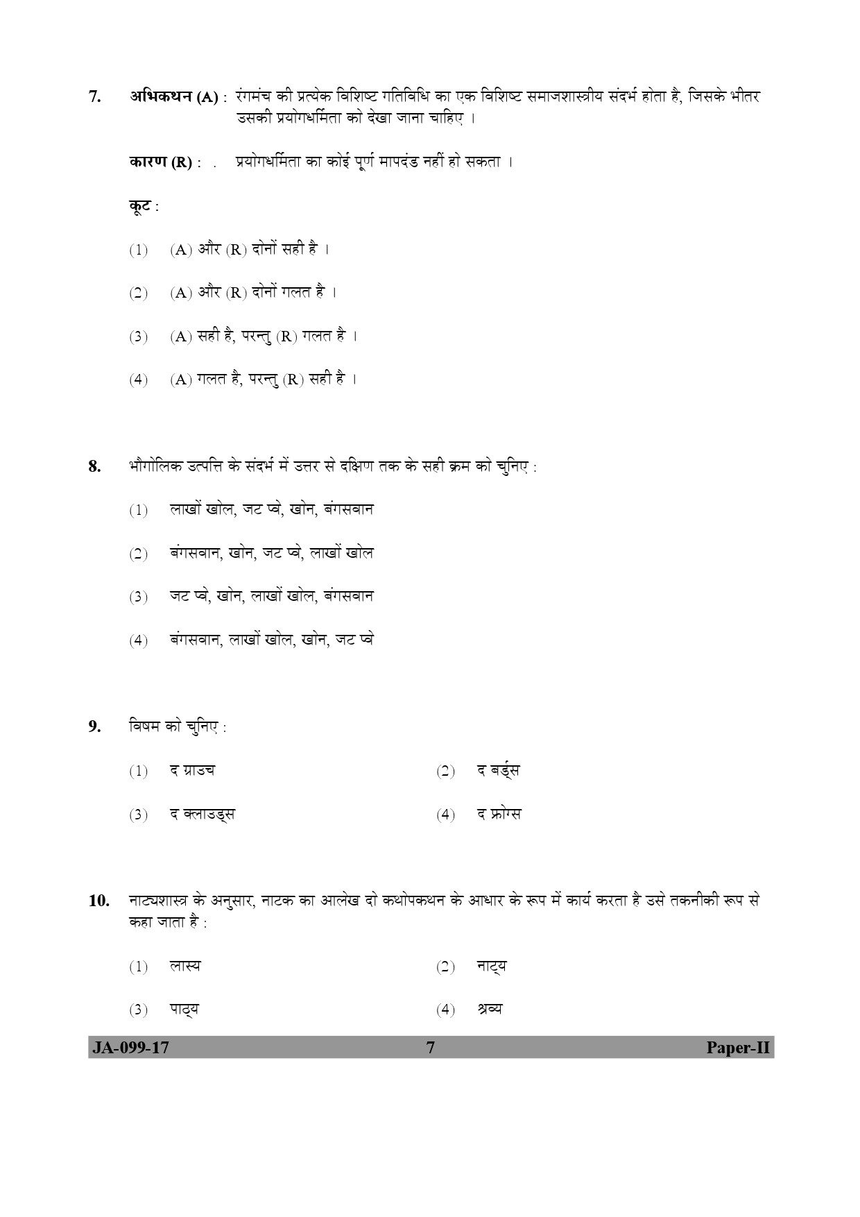 Drama Theatre Paper II January 2017 in Hindi 3