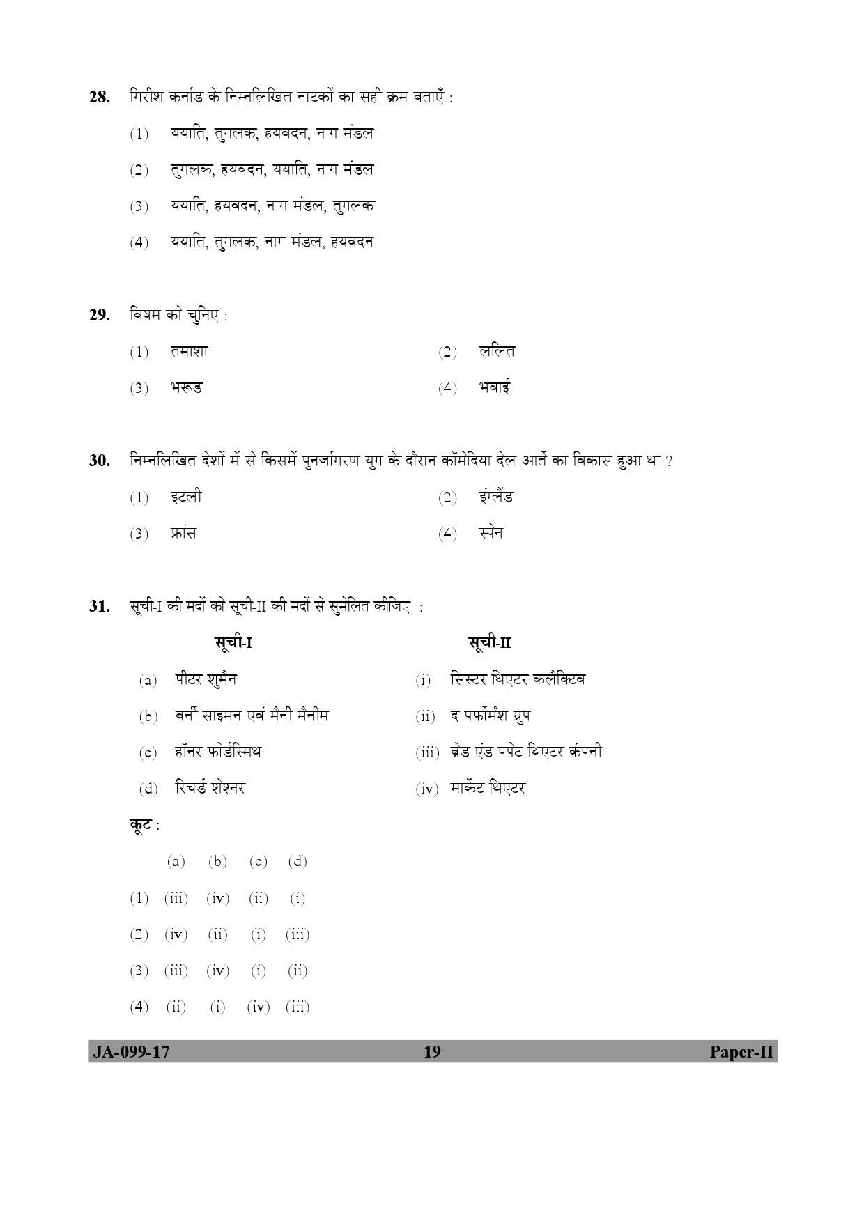 Drama Theatre Paper II January 2017 in Hindi 9