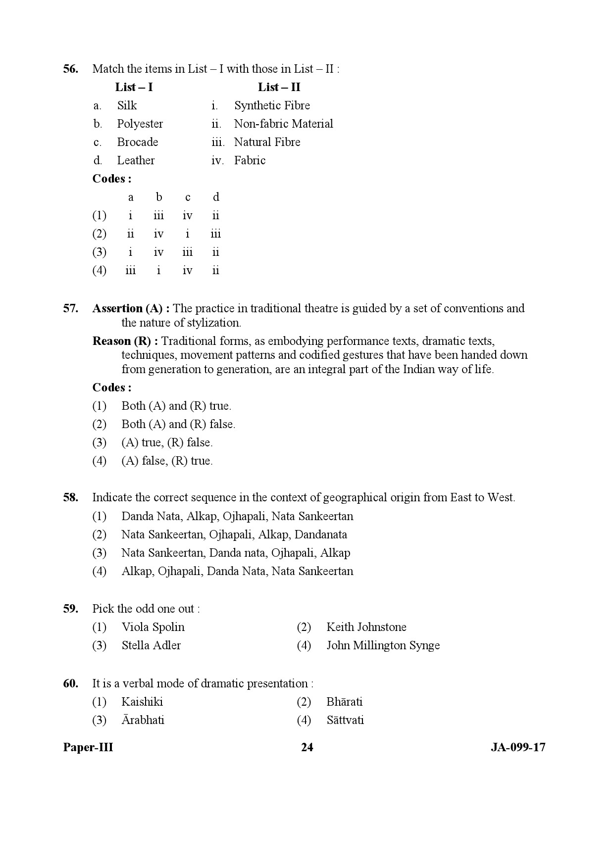 Drama Theatre Paper III January 2017 in English 13