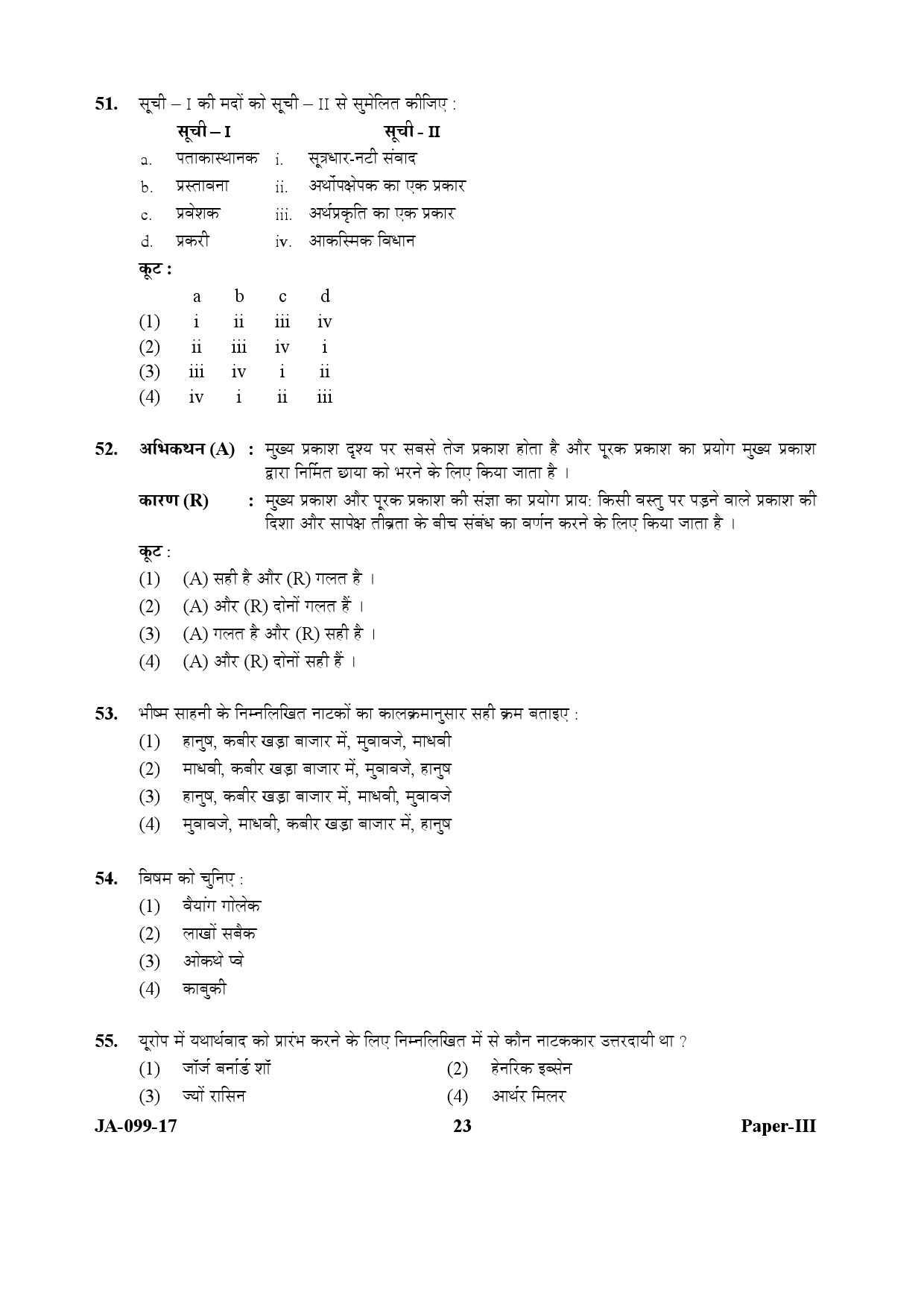 Drama Theatre Paper III January 2017 in Hindi 11