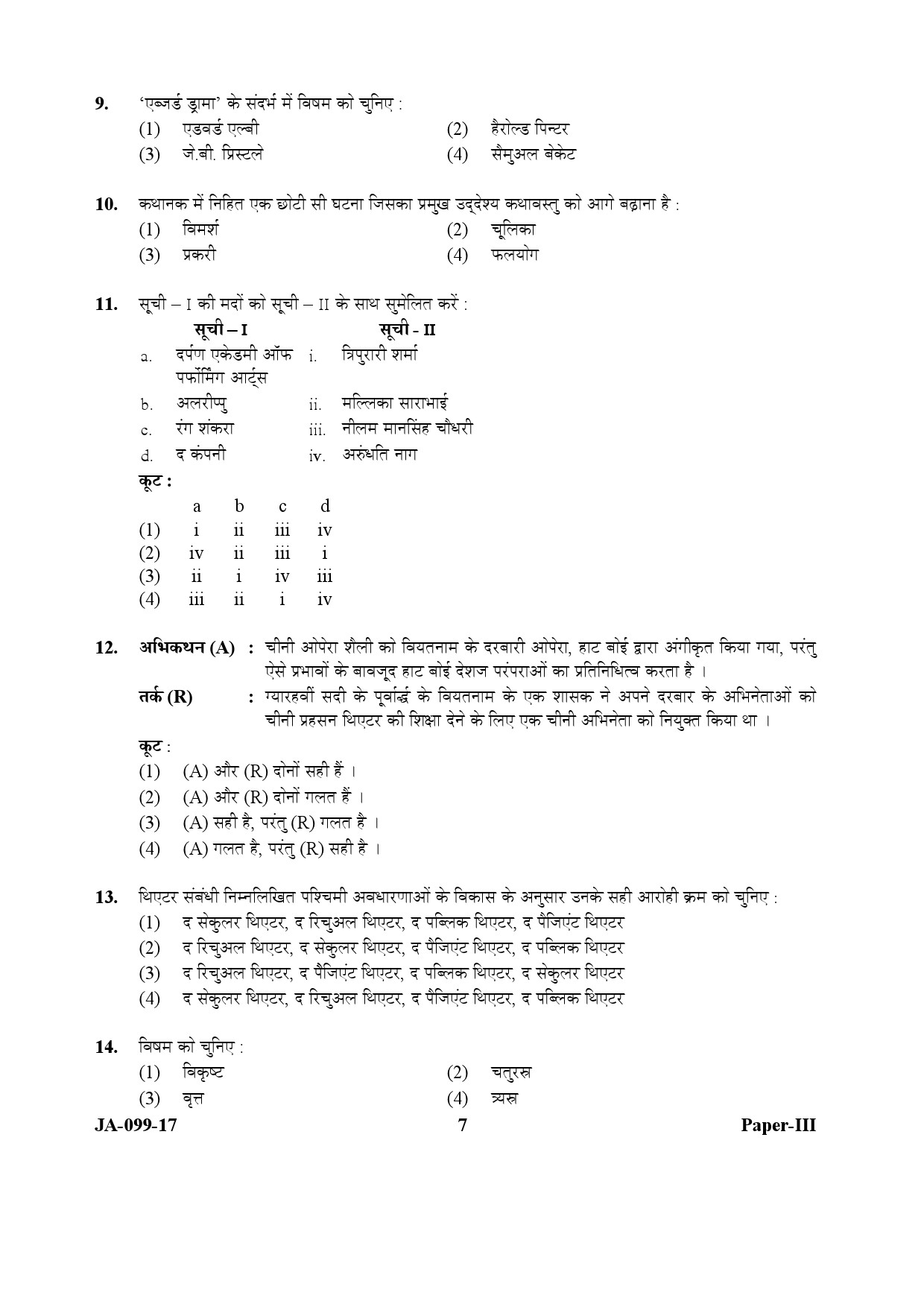 Drama Theatre Paper III January 2017 in Hindi 3