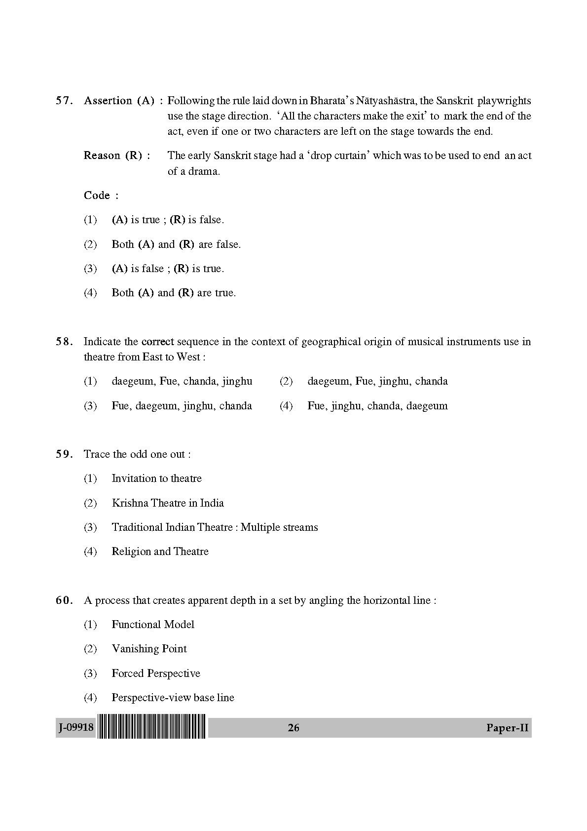 Drama Theatre Question Paper II July 2018 in English 14