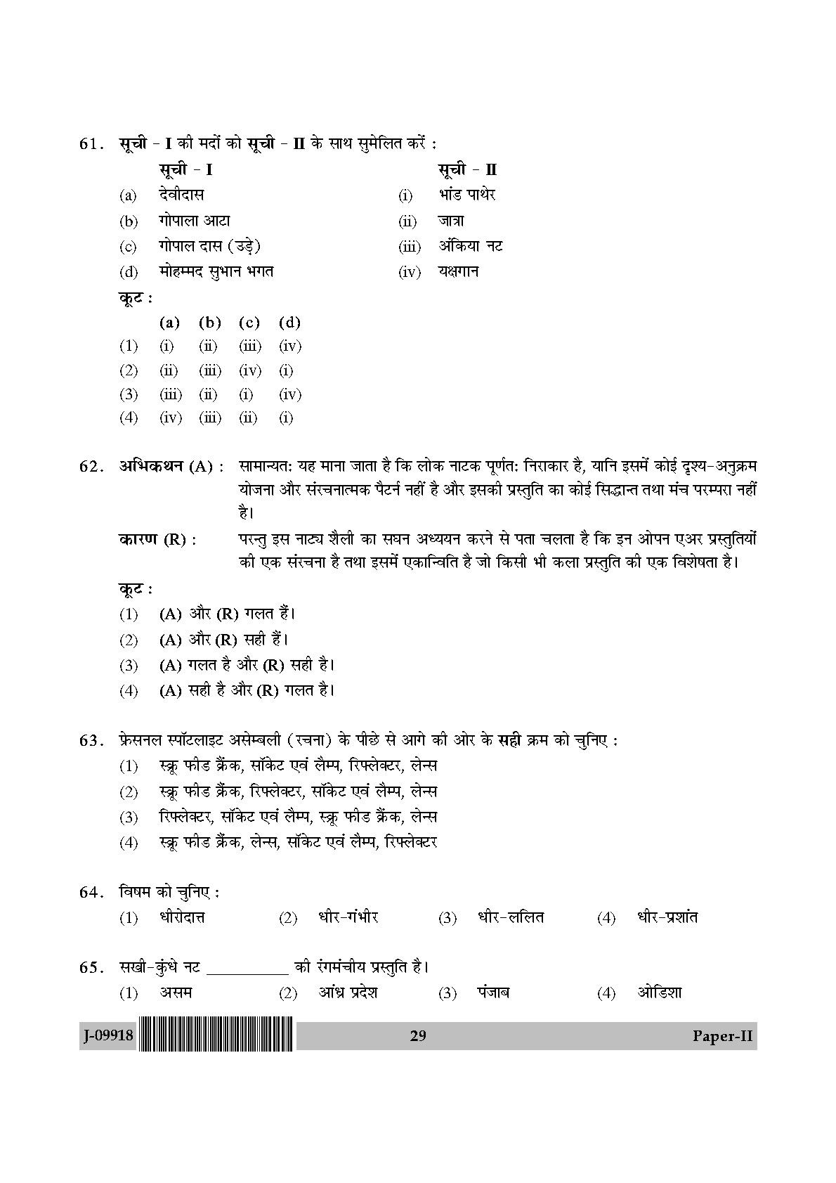 Drama Theatre Question Paper II July 2018 in Hindi 14