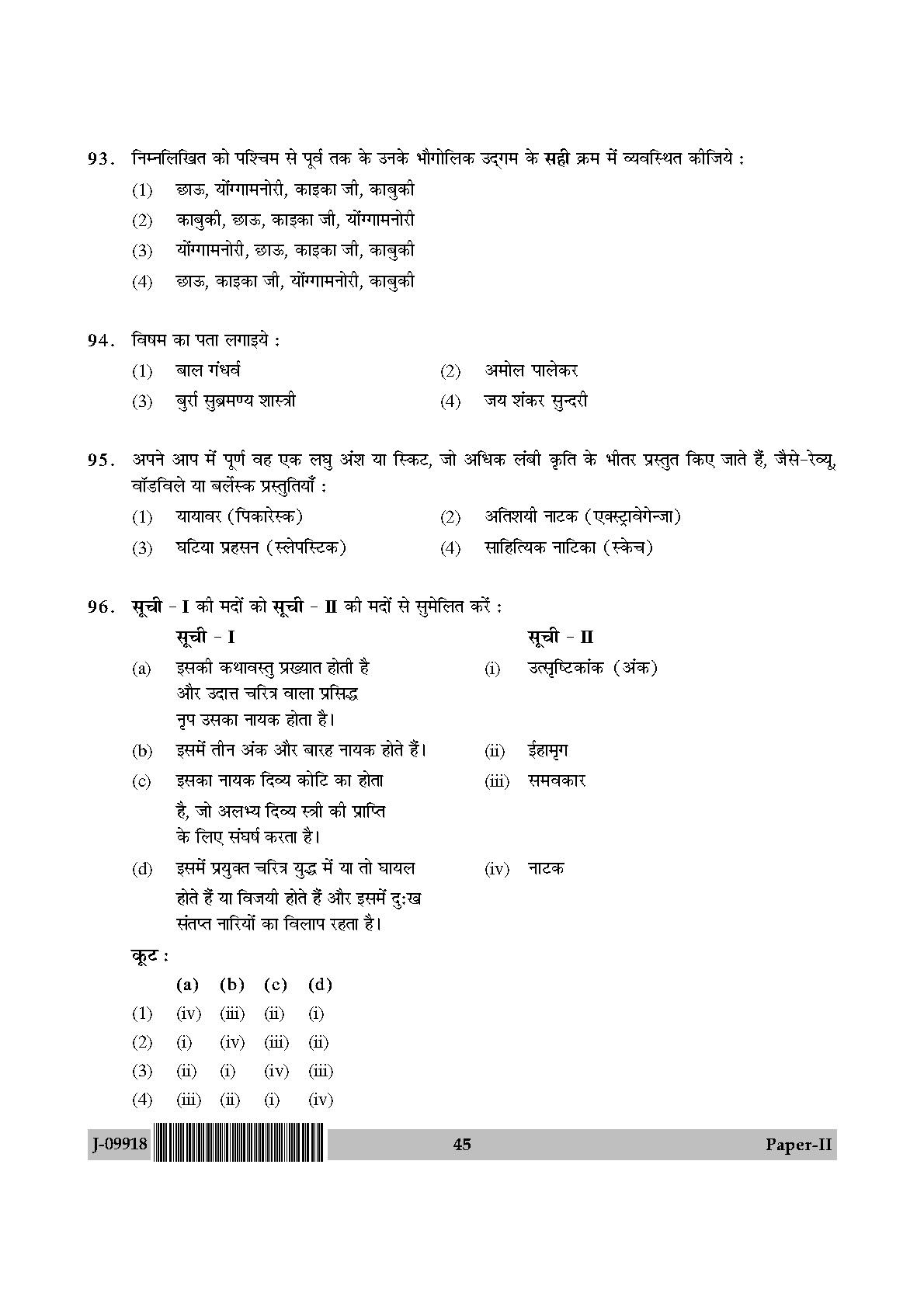 Drama Theatre Question Paper II July 2018 in Hindi 22