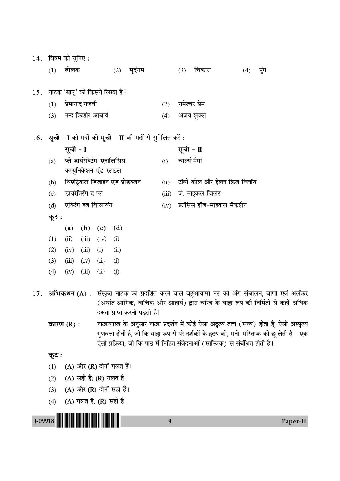 Drama Theatre Question Paper II July 2018 in Hindi 4