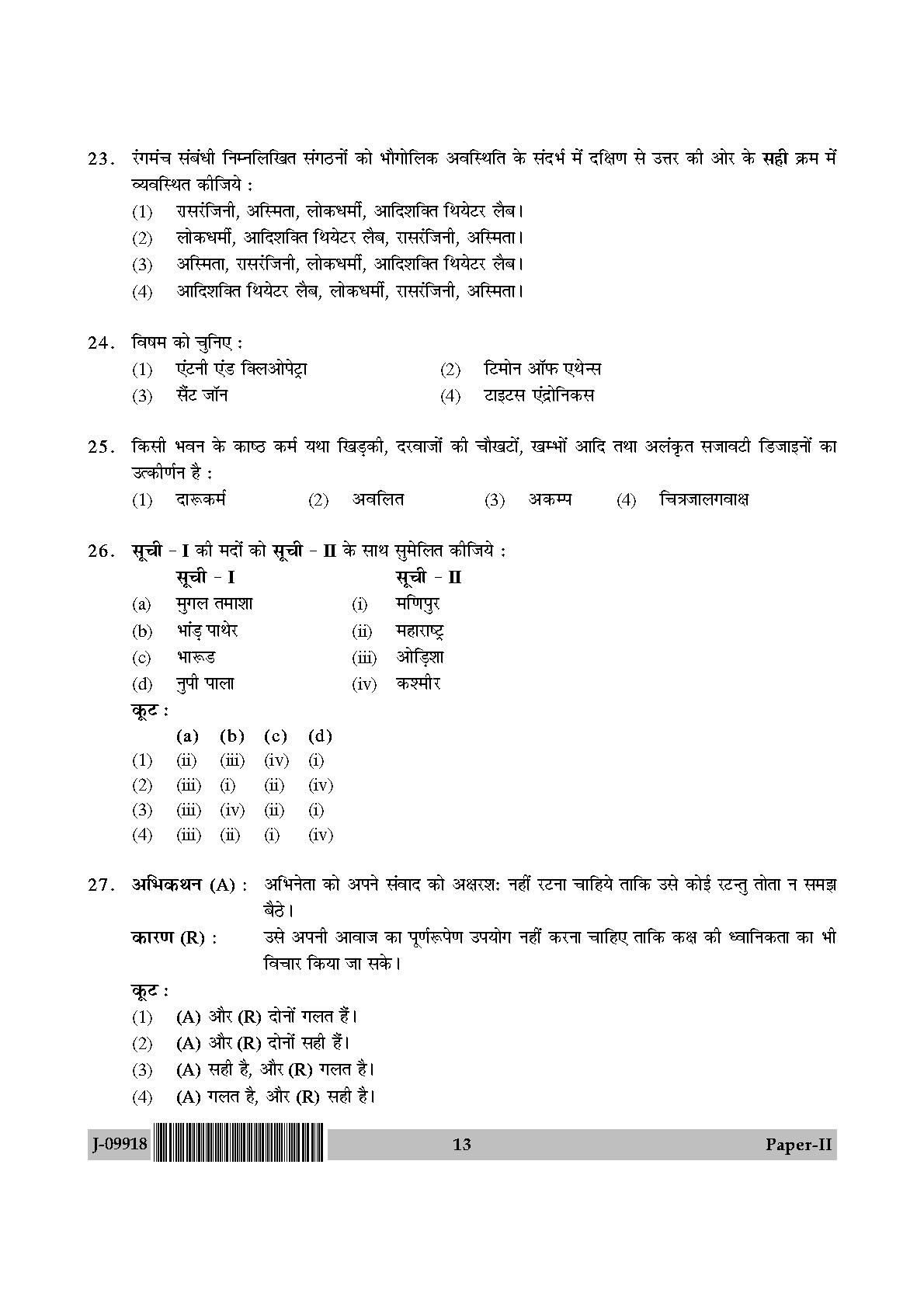 Drama Theatre Question Paper II July 2018 in Hindi 6