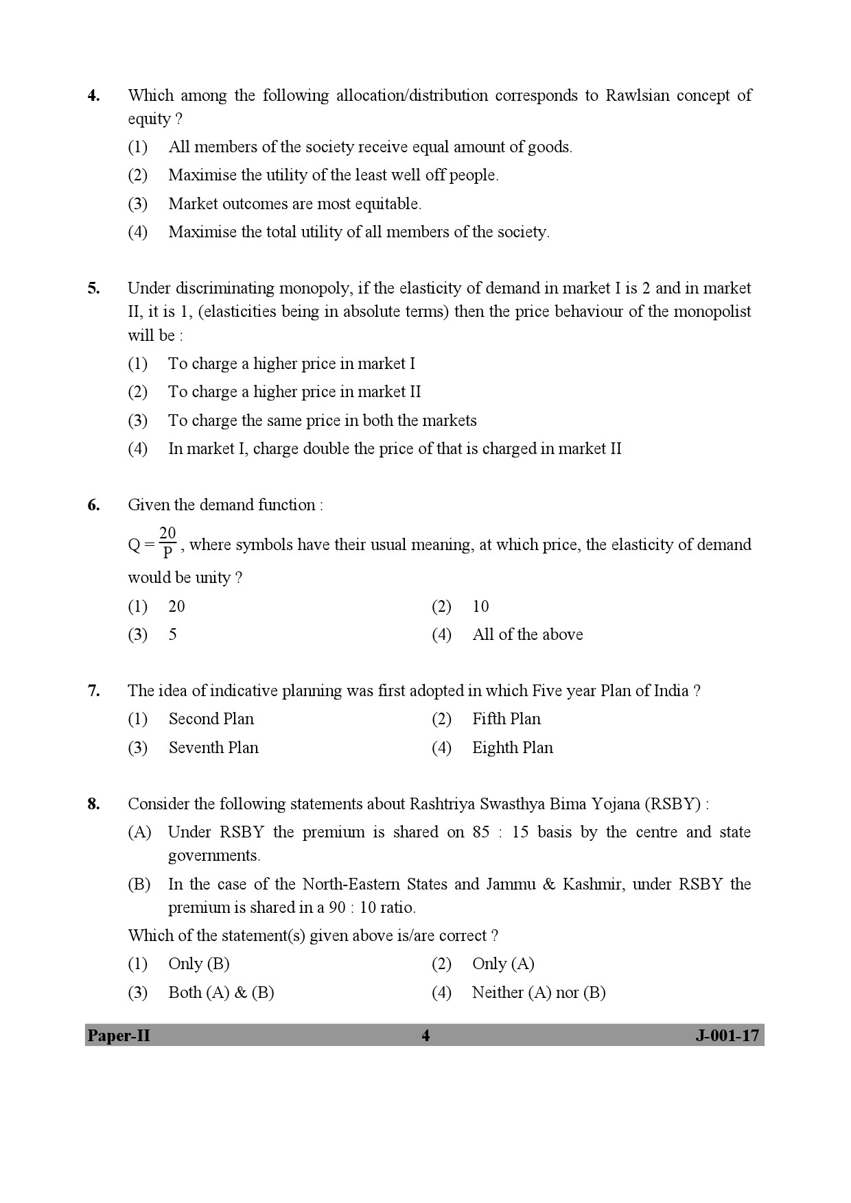 Economics Paper II January 2017 in English 3