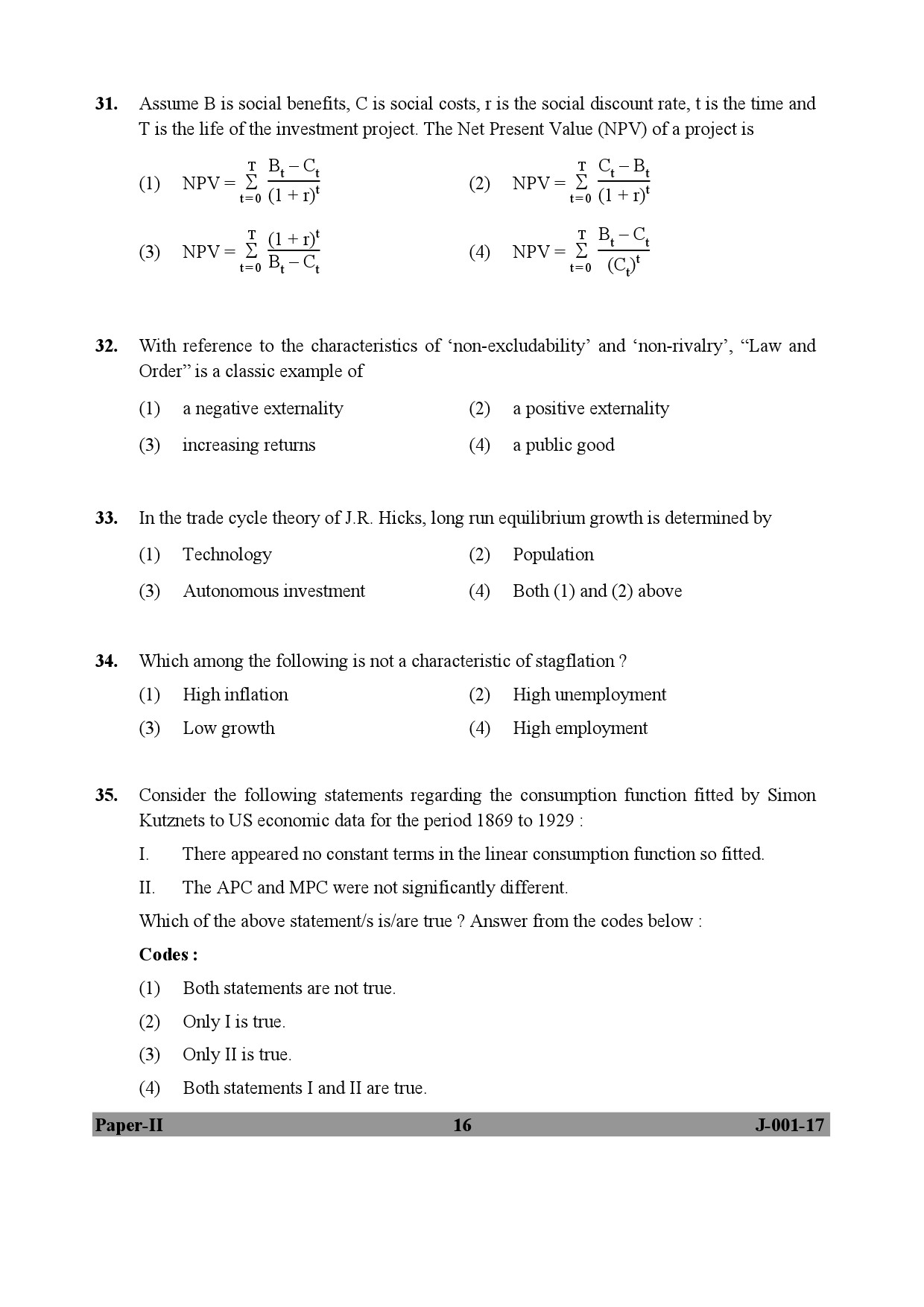 Economics Paper II January 2017 in English 9