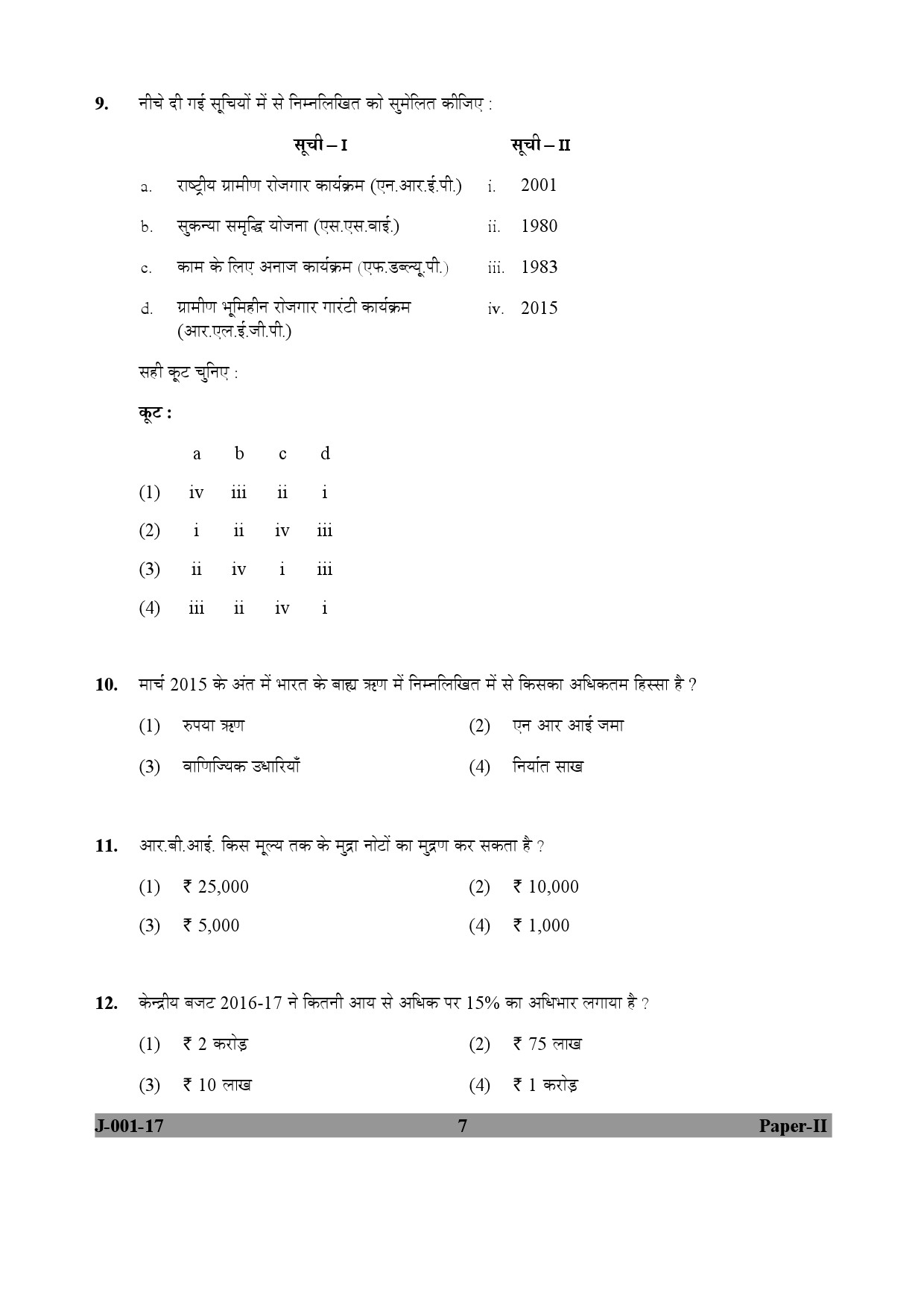 Economics Paper II January 2017 in Hindi 3