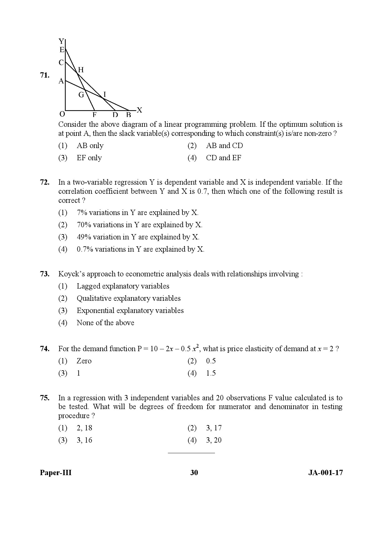 Economics Paper III January 2017 in English 16