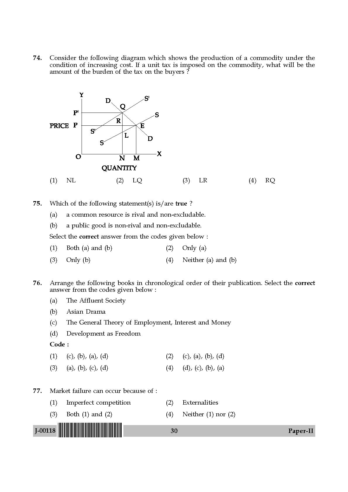 Economics Question Paper II July 2018 in English-UGC NET Previous ...