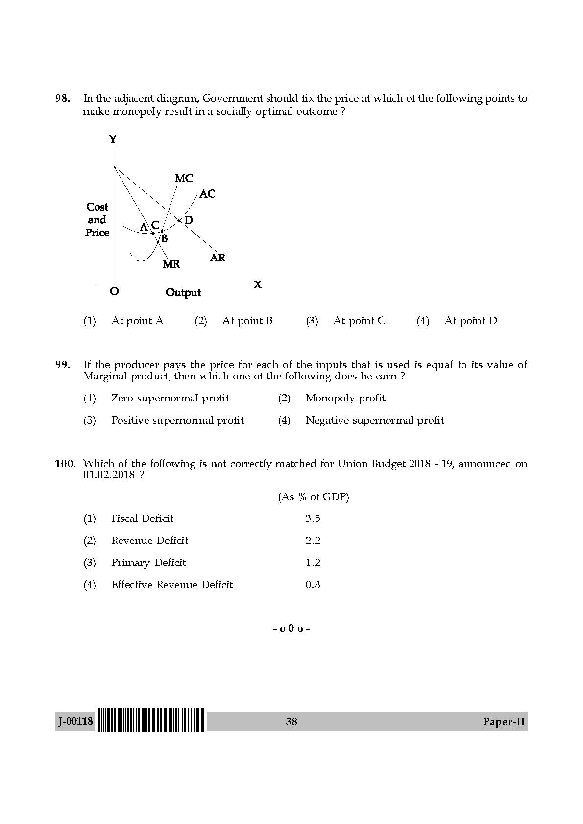 Economics Question Paper II July 2018 in English 20