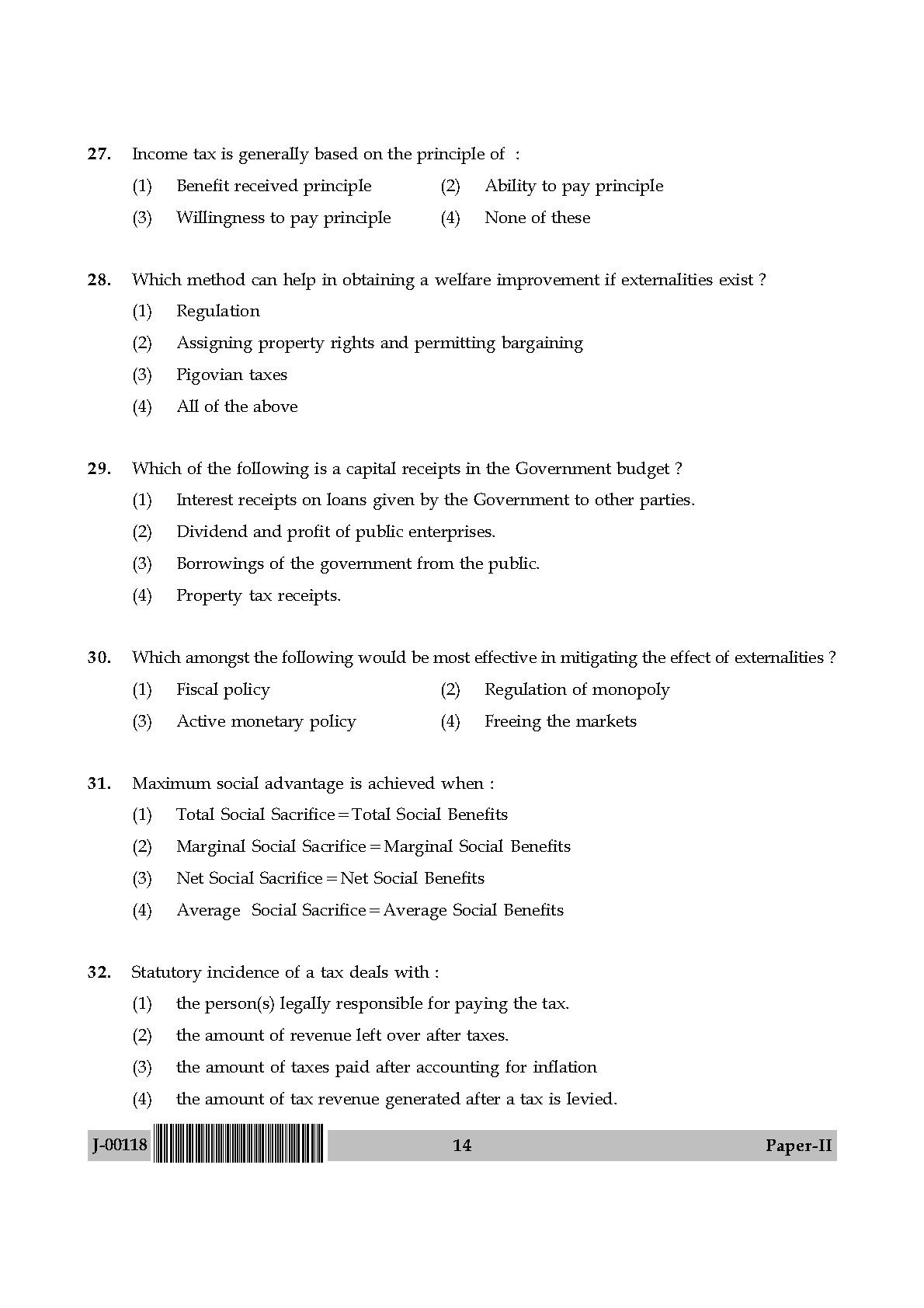 Economics Question Paper II July 2018 in English 8