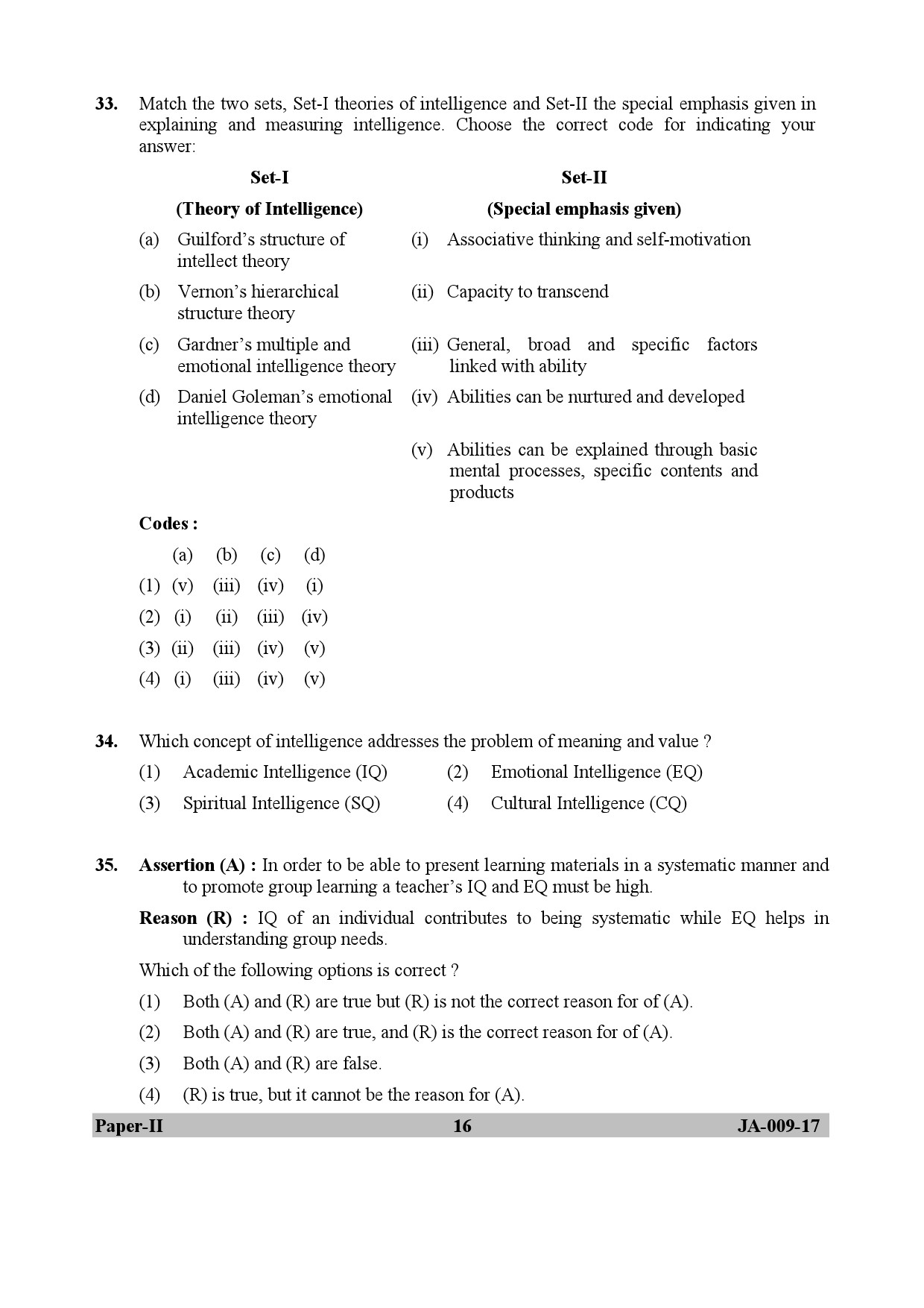 Education Paper II January 2017 in English 9