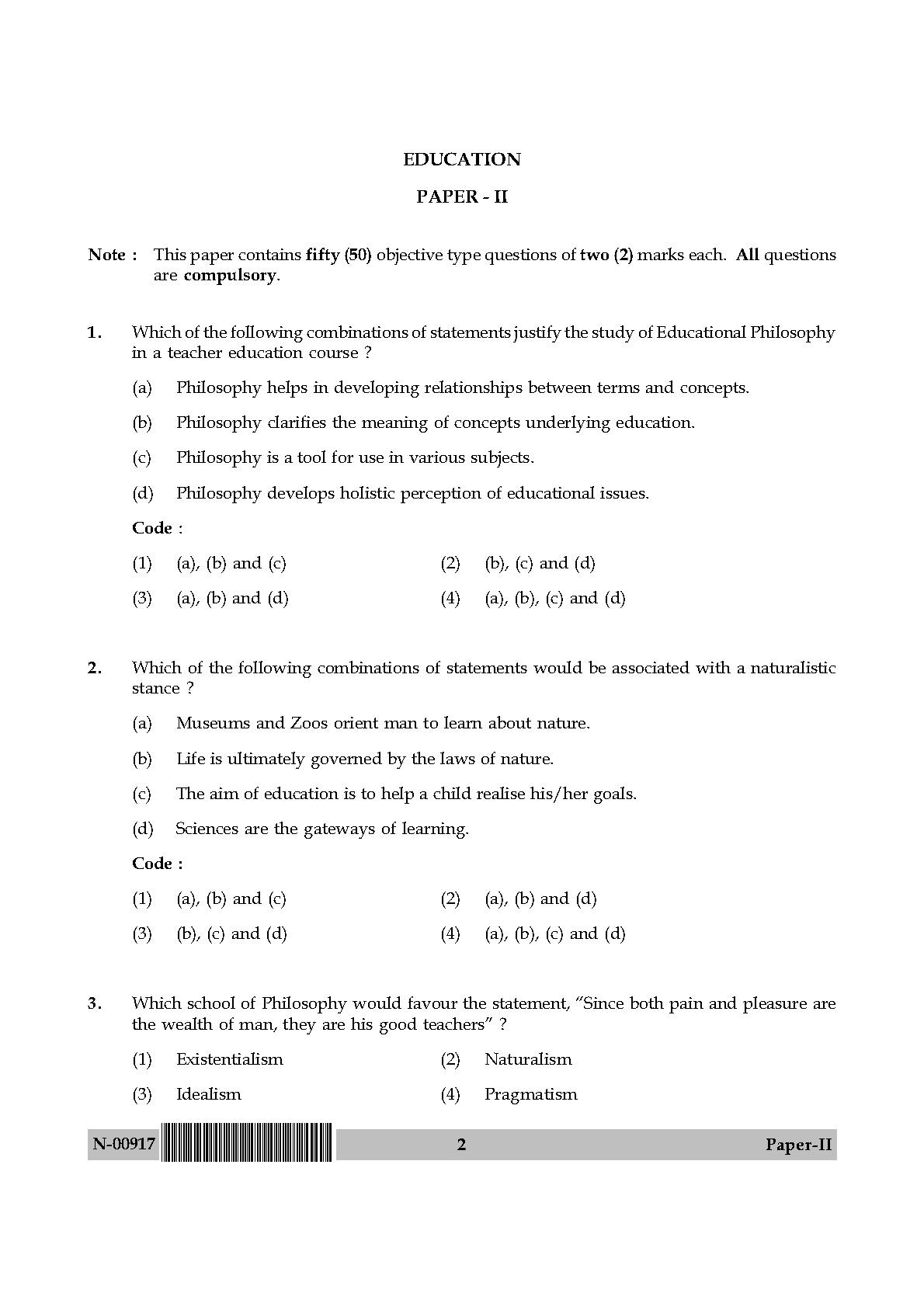 Education Paper II November 2017 in English 2