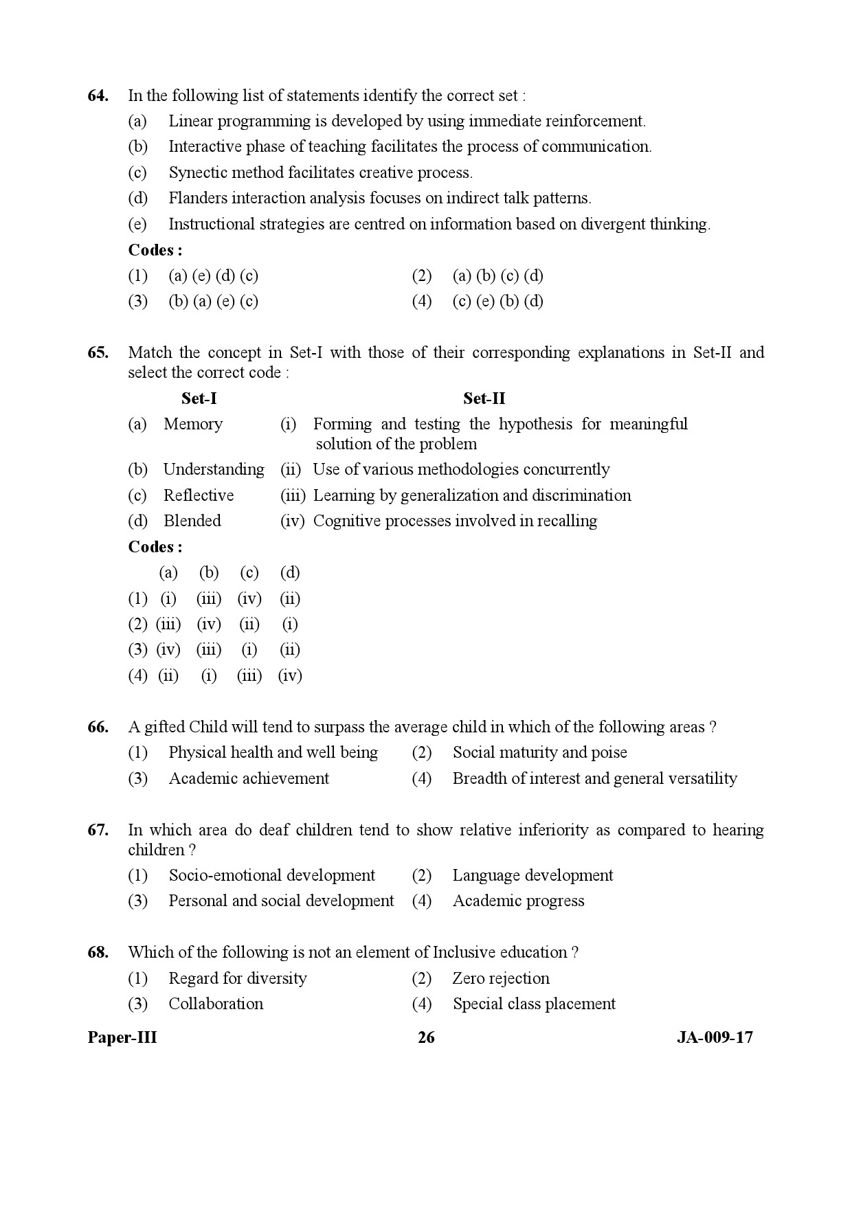 Education Paper III January 2017 in English 14