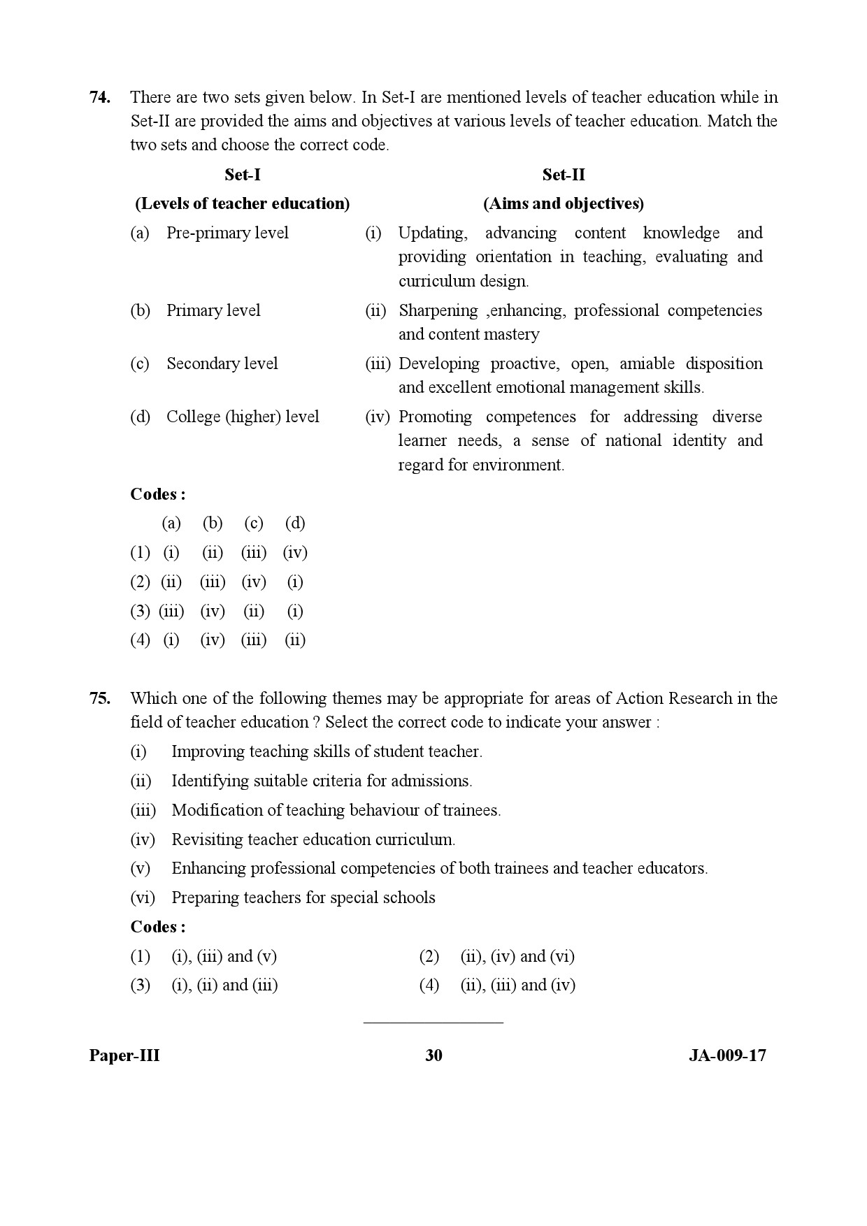 Education Paper III January 2017 in English 16