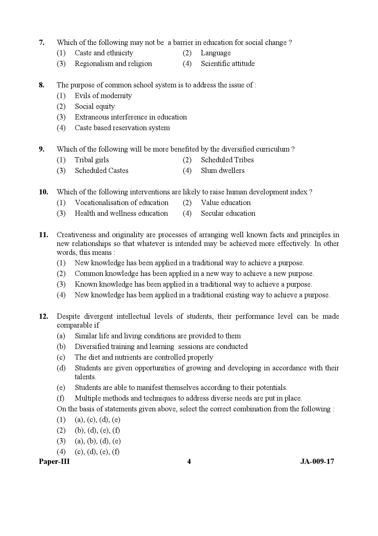 Education Paper III January 2017 in English-UGC NET Previous Question ...