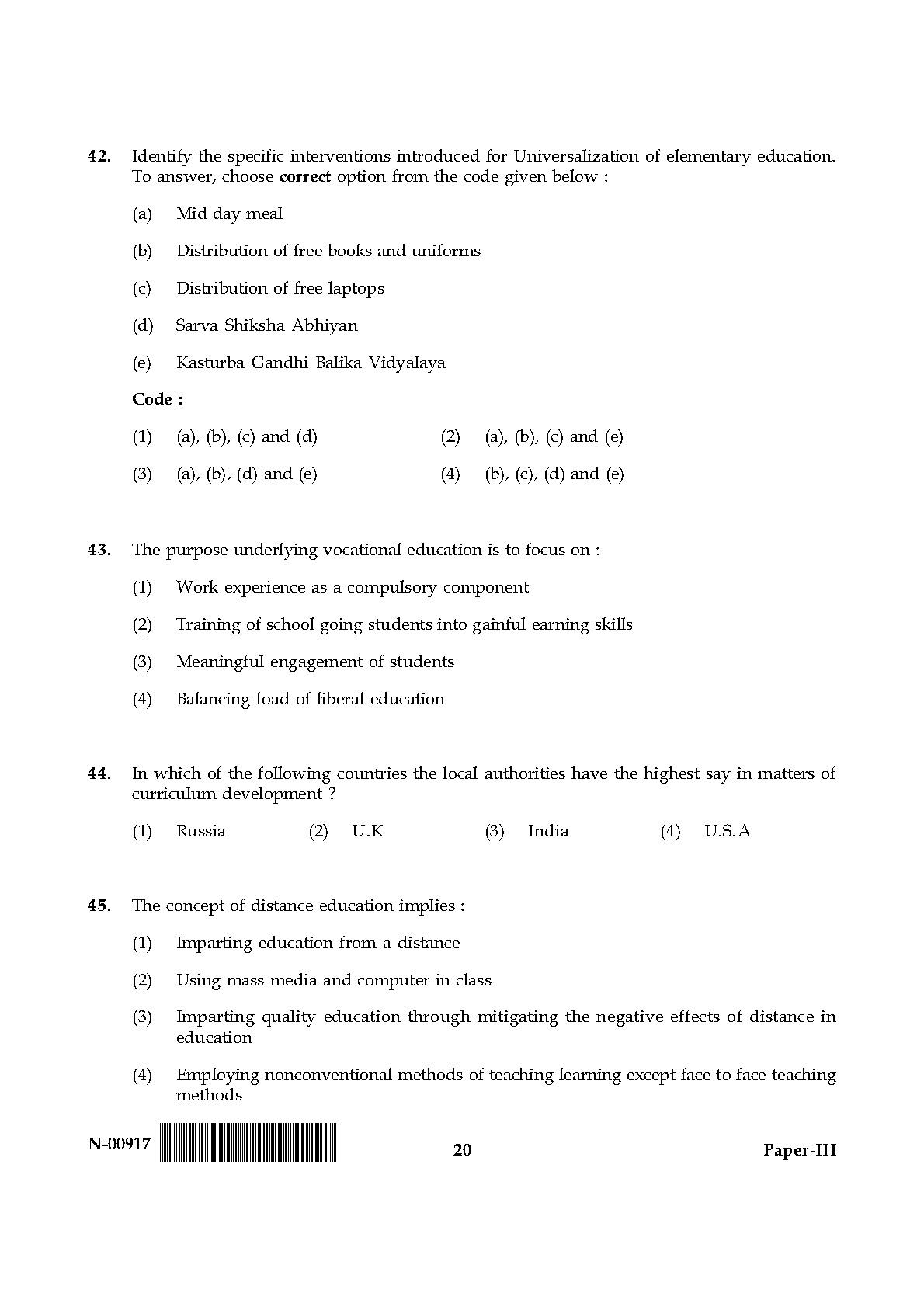 Education Paper III November 2017 in English 11