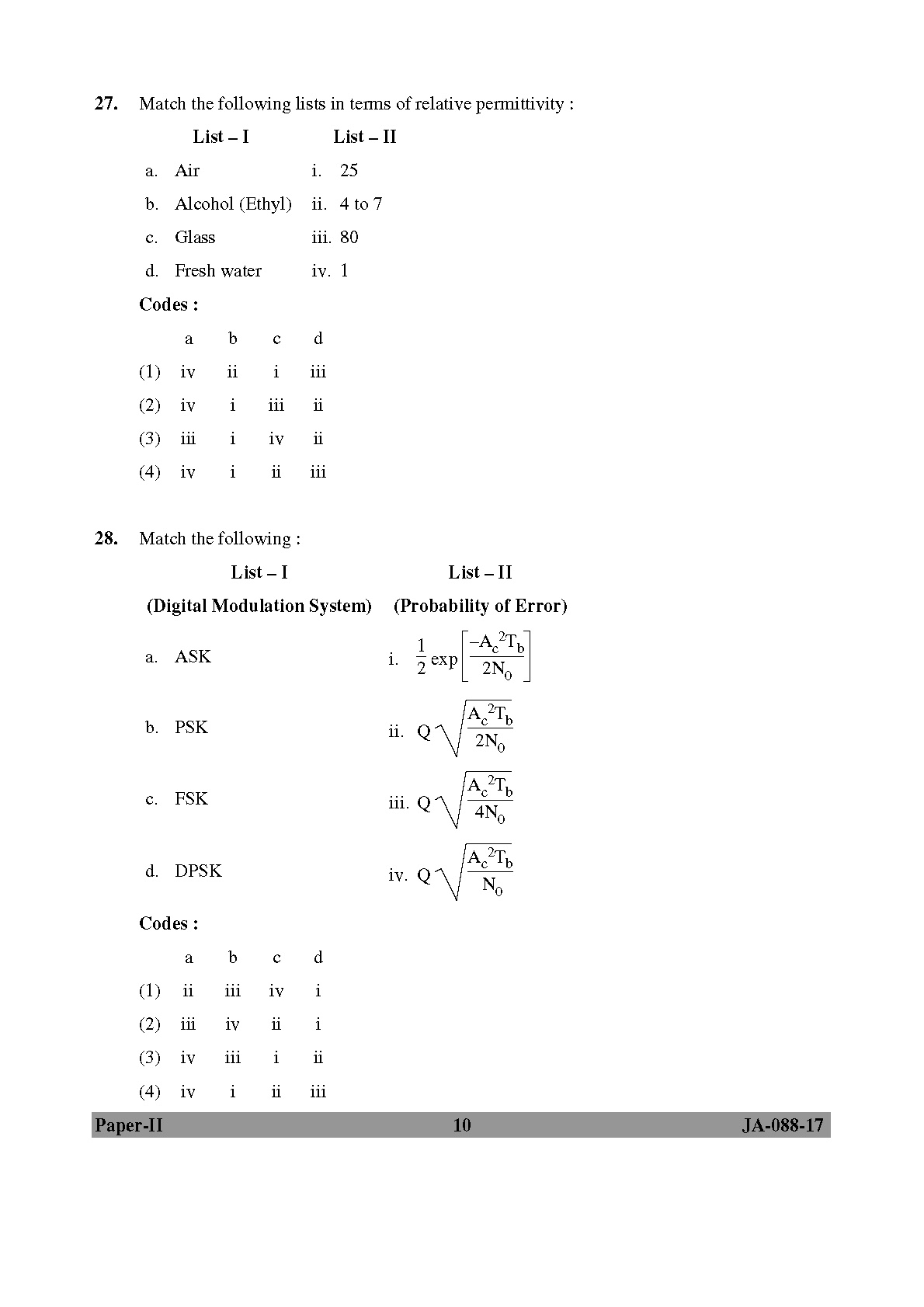 Electronic Science Question Paper II January 2017 10